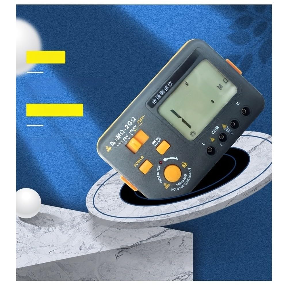 Cyfrowy miernik rezystancji izolacji VC60B, miernik wysokiego napięcia 250 V/500 V/1000 V, zakres pomiarowy 0,1 MΩ-2GΩ, wyświetlacz LCD z podświetleniem