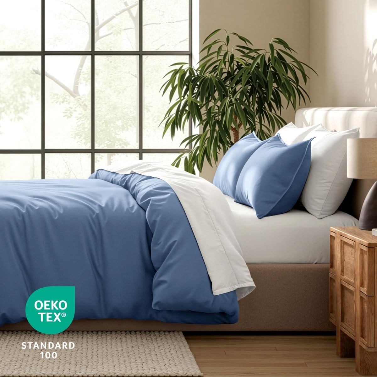 Bare Home Duvet Cover Set 1800 Ultra-Soft (Queen, Coronet Blue) view 5