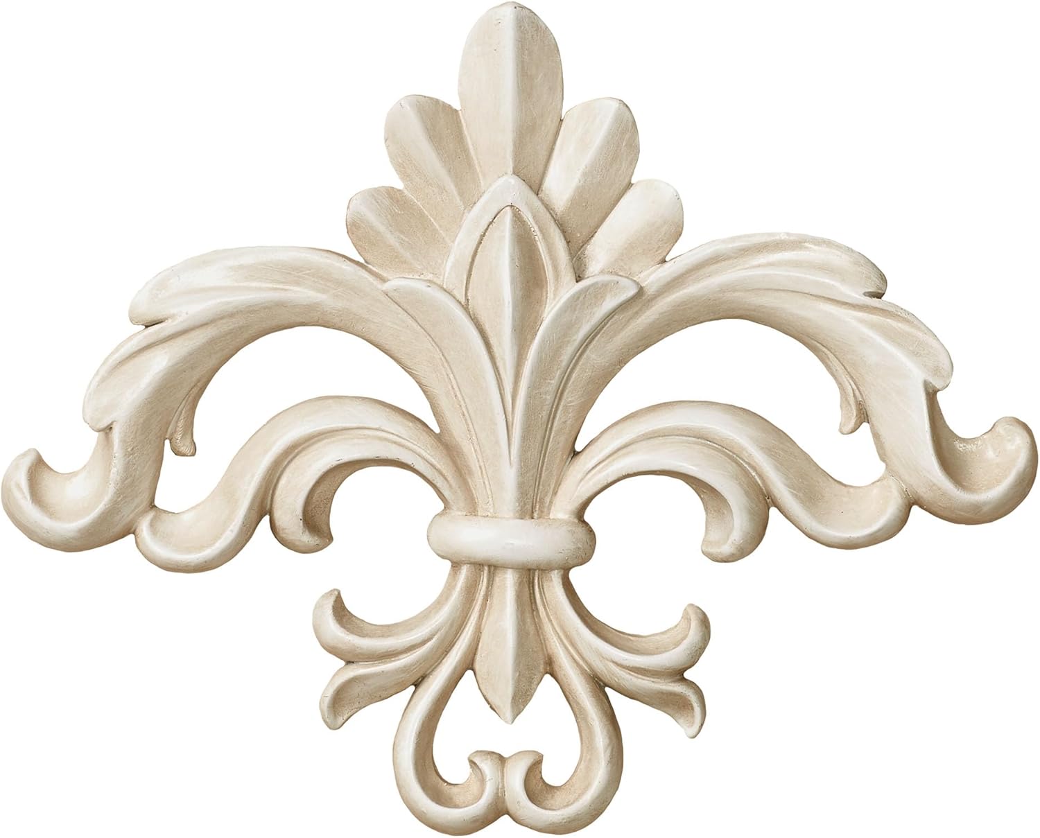Touch of Class Rhett Classic Fleur de Lis Wall Accent | Antique White Vintage Decor for Bedroom, Living Room, Hallway, Foyer
