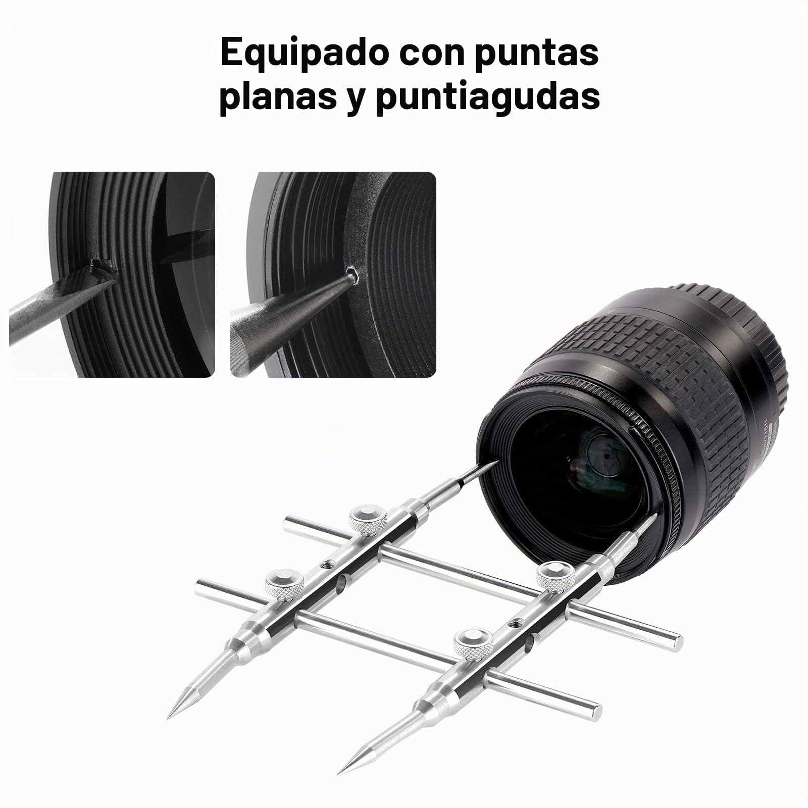 NEEWER - Herramienta Profesional Punta Curva Llave Ajustable para reparación de Herramientas de Acero Inoxidable para la Lente del Objetivo de Fotos para la mayoría de Las cámaras DSLR