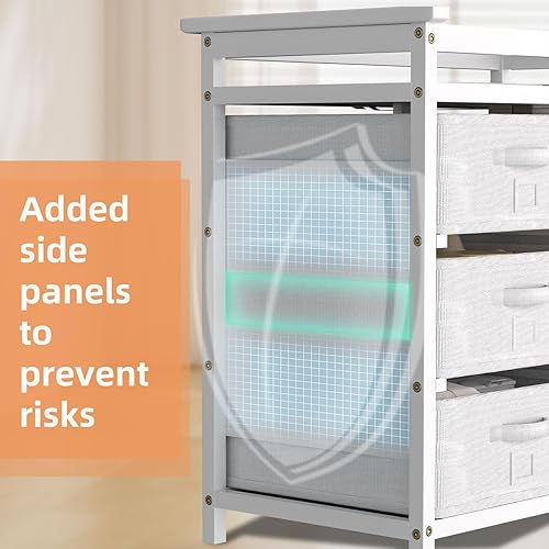 Miniatura 6 de Glaf Cambiador de bebé con 6 cajones de almacenamiento y almohadilla, estación de cambio de pañales multifuncional para bebé recién nacido y bebé