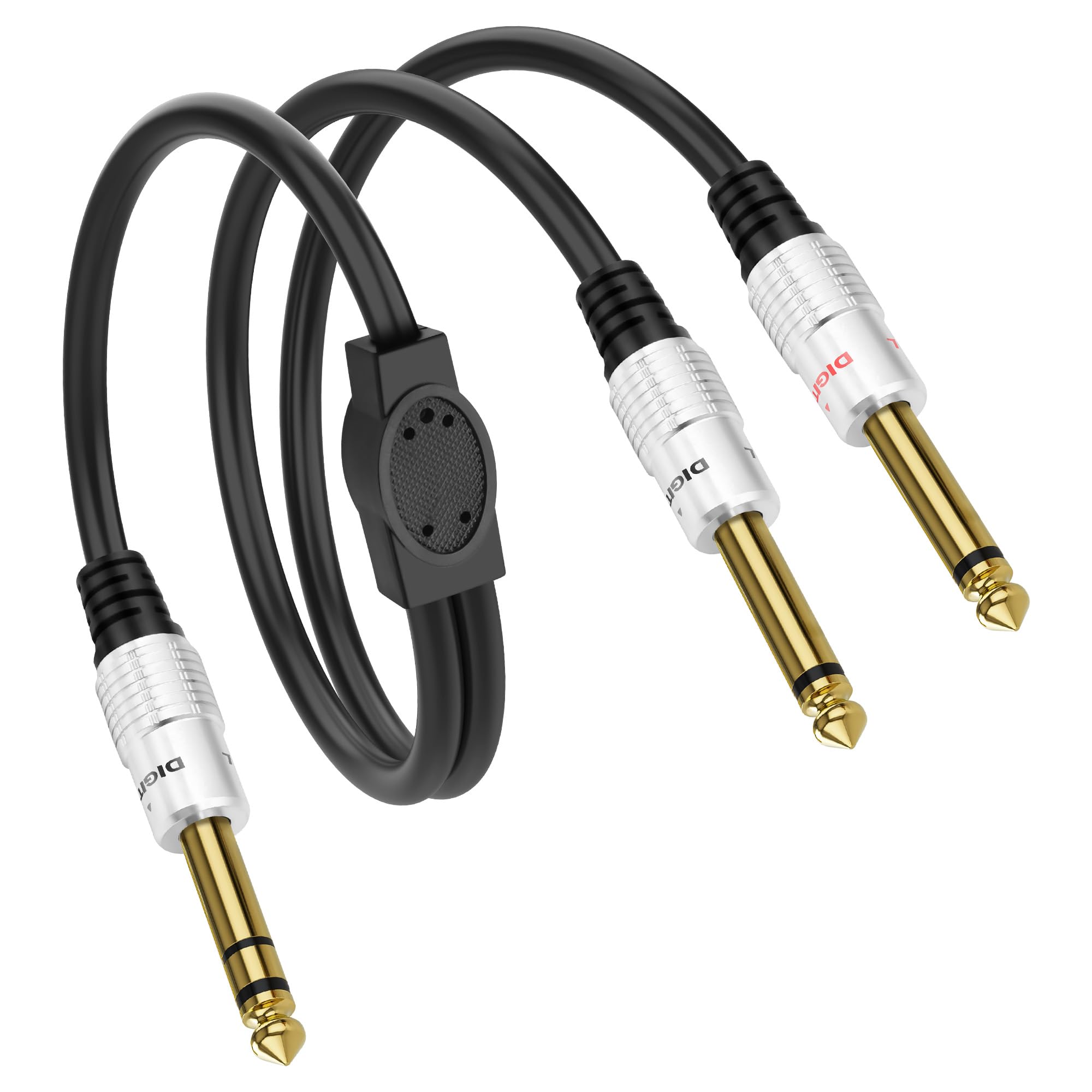 XMSJSIY 1/4" 6.35mm TRS Stereo Splitter Cable 6.35mm TRS Male to Dual 1/4" TS Male Mono Audio Adapter Cable Jack Cord Gold Plated for Amplifiers Mixer Speaker