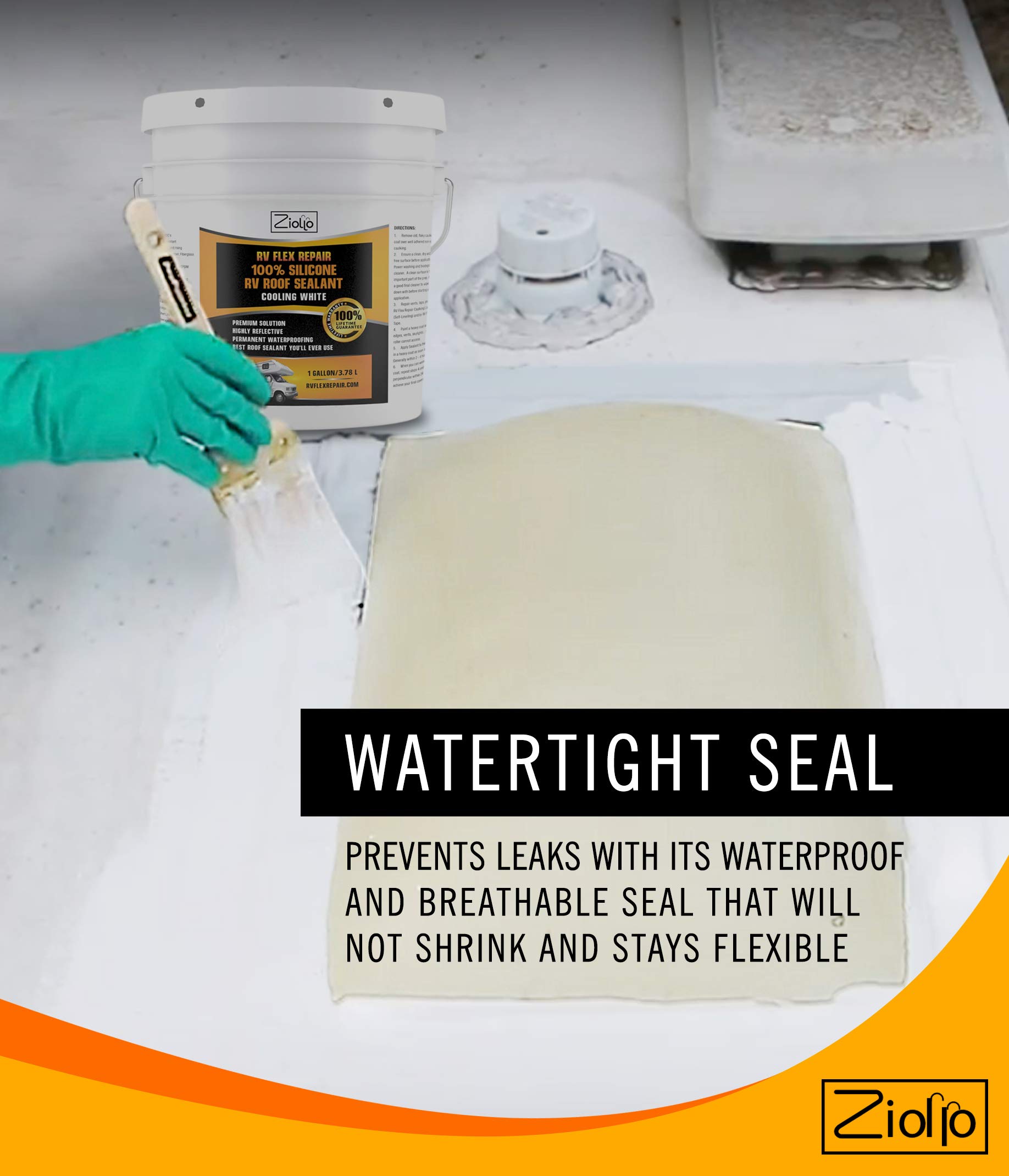Ziollo RV Flex Repair 100 Silicone RV Roof Sealant EPDM Rubber