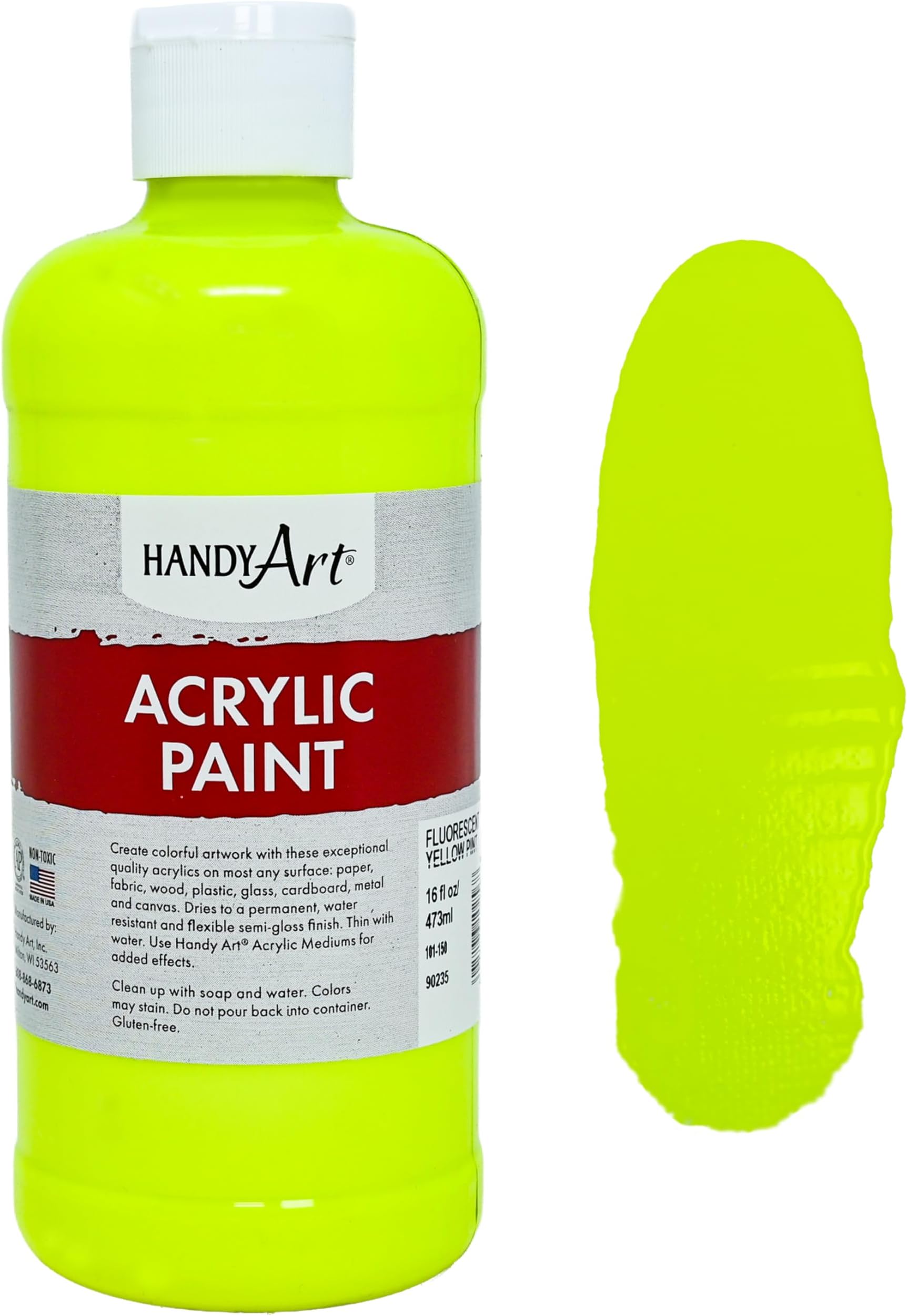 Handy Art Student Acrylic Paint 16 ounce, Fluorescent Yellow
