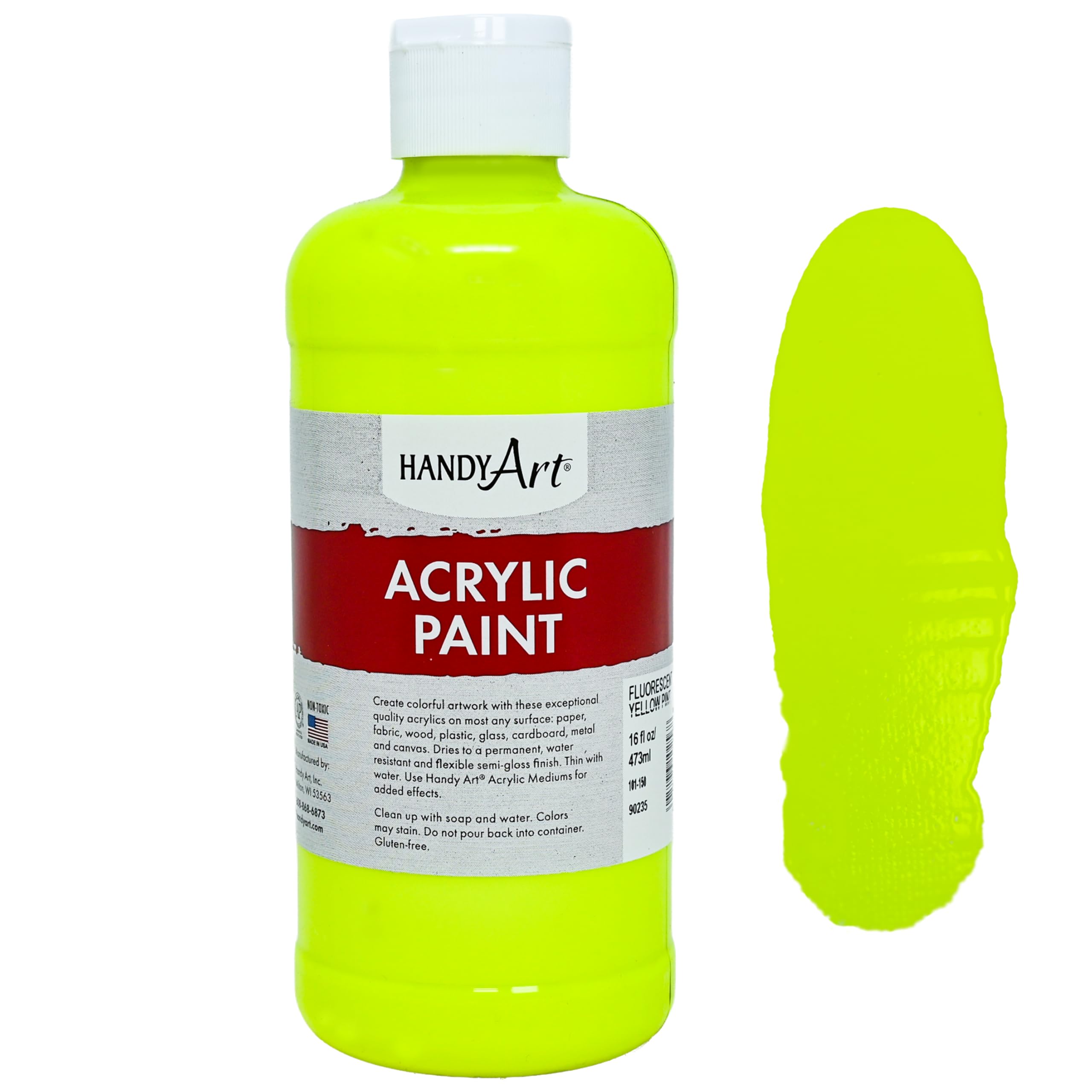 Handy Art Student Acrylic Paint 16 ounce, Fluorescent Yellow