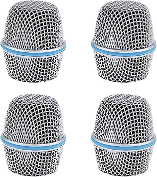 Replacement Microphone Grill, Steel Mesh Mic Grille Ball Heads Windscreen Cover with Inner Foam, Fits for Beta 87A Mic Head 4 Pack, Beta 87A