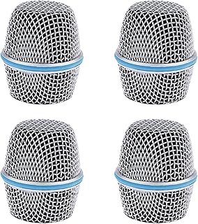 4PCS Microphone Head Replace, Steel Mesh Mic Grille Heads, Grille Mic Ball Replacement with Inner Foam, Fits for Shure Beta 58A SM58 PG58 (87A - 4pcs, sliver)