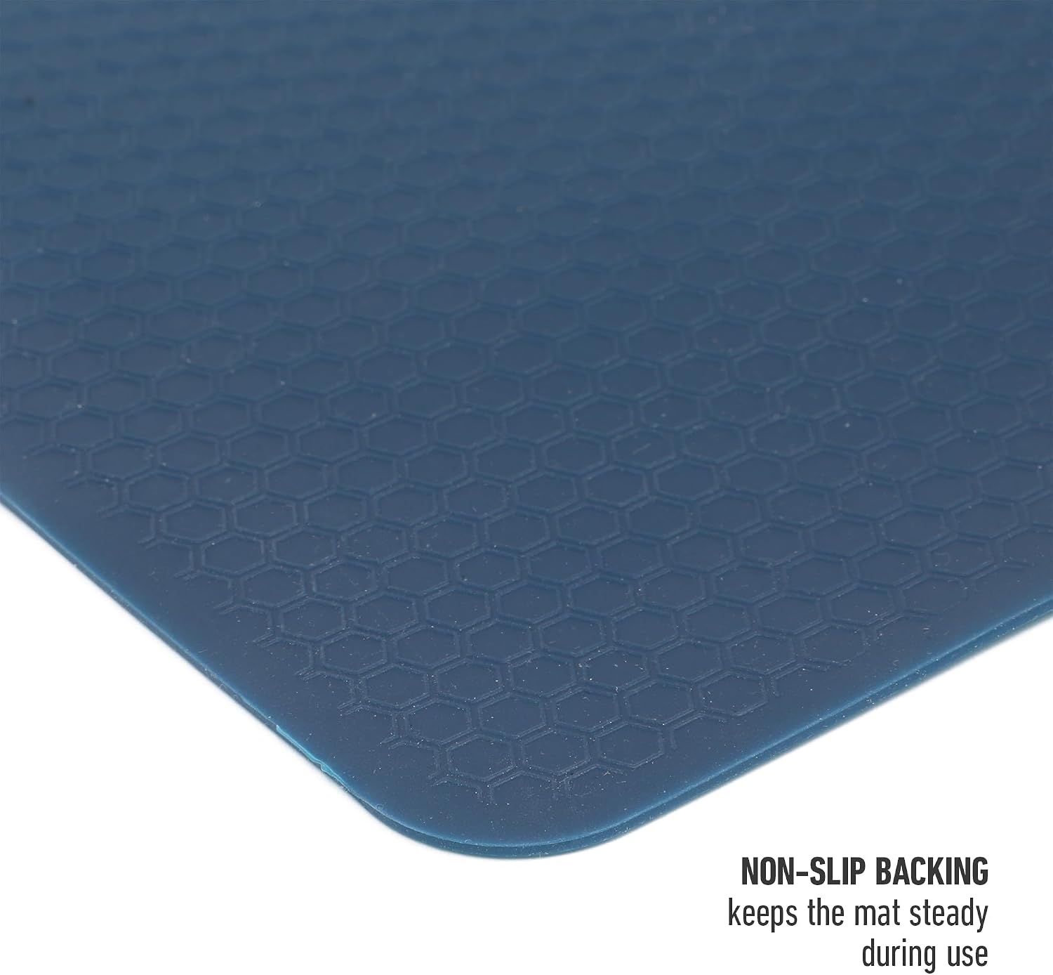 Calphalon Orbit Baking Mat, 16.5 x 11 Inch Silicone Baking Sheet Mat, Nonstick Baking Mat, High-Heat Resistant Non-Slip Countertop Mat for Baking and Dough Rolling, Dishwasher Safe - Navy Blue