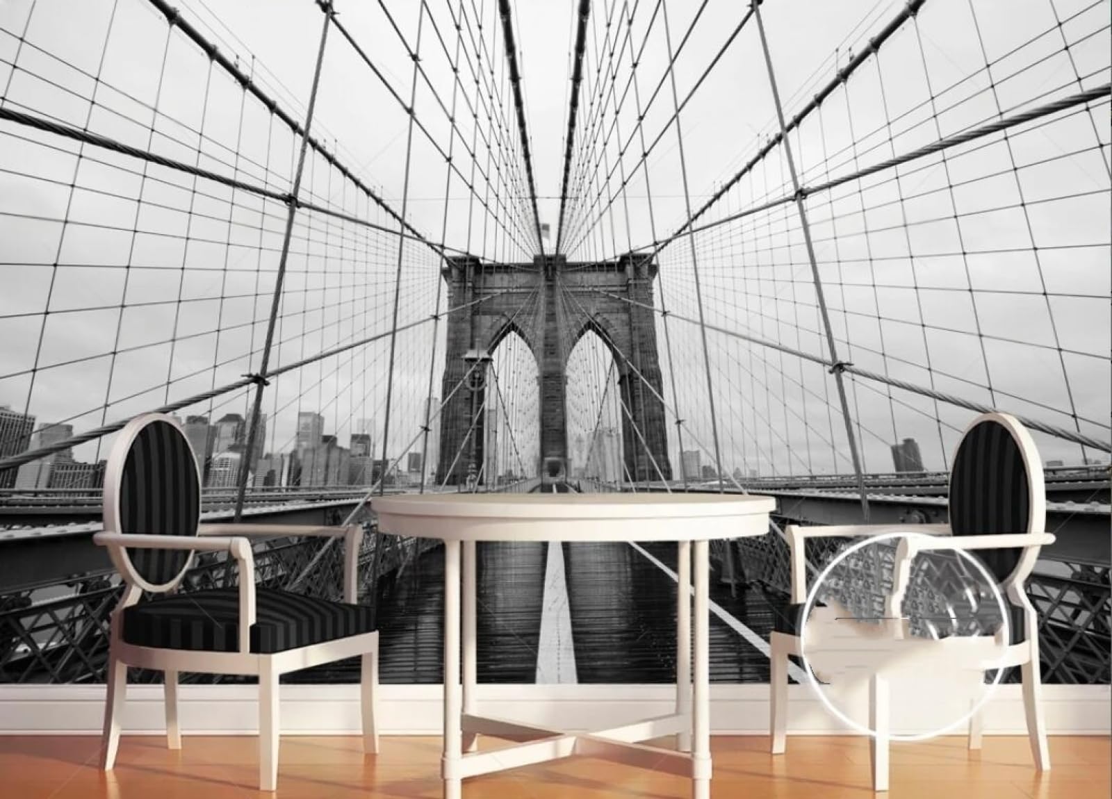 Papier peint panoramique 3d pont de fer rétro noir et blanc pour chambre adulte