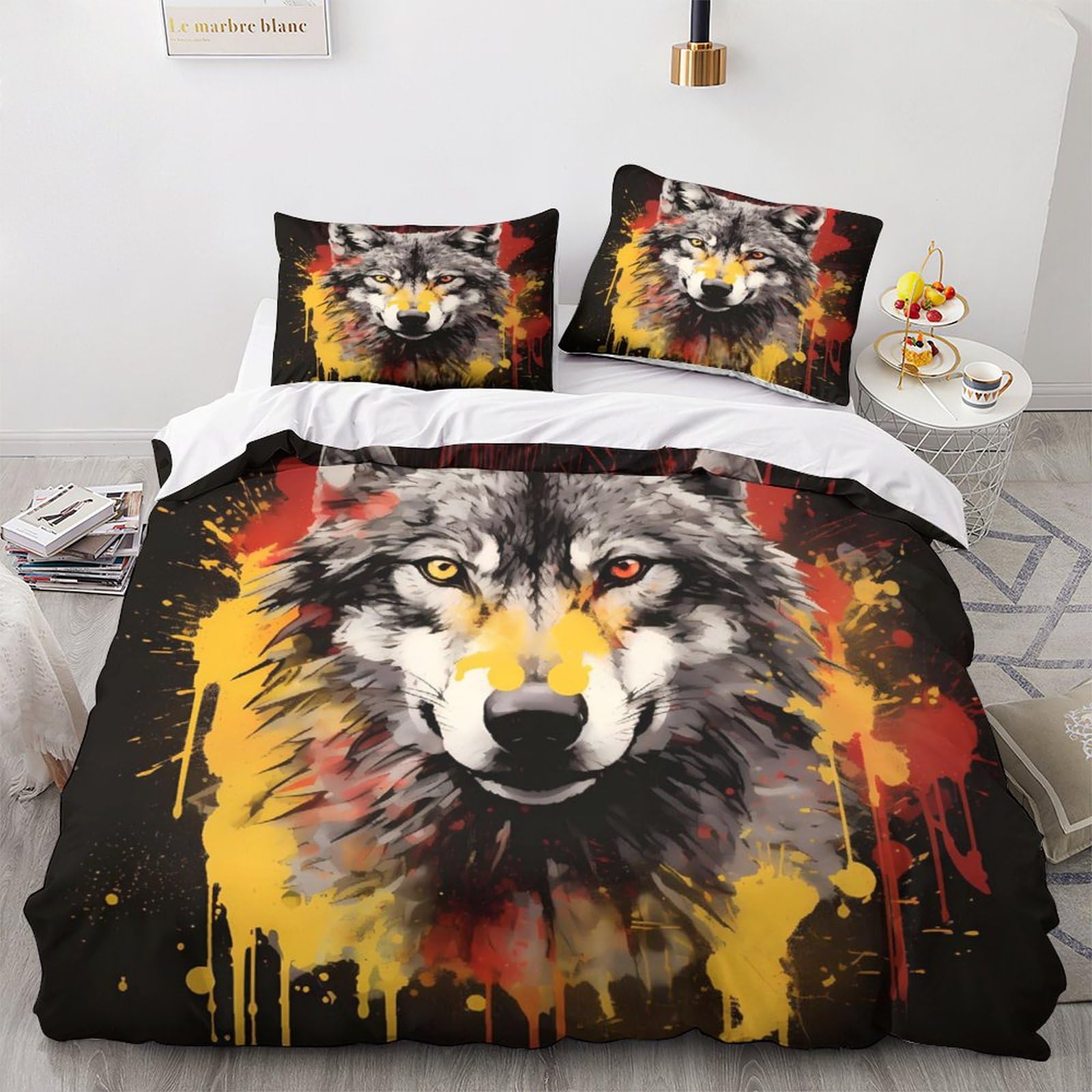 Housse de couette loup sauvage pour chambre d'adulte ou d'enfant créant un cocon d'évasion
