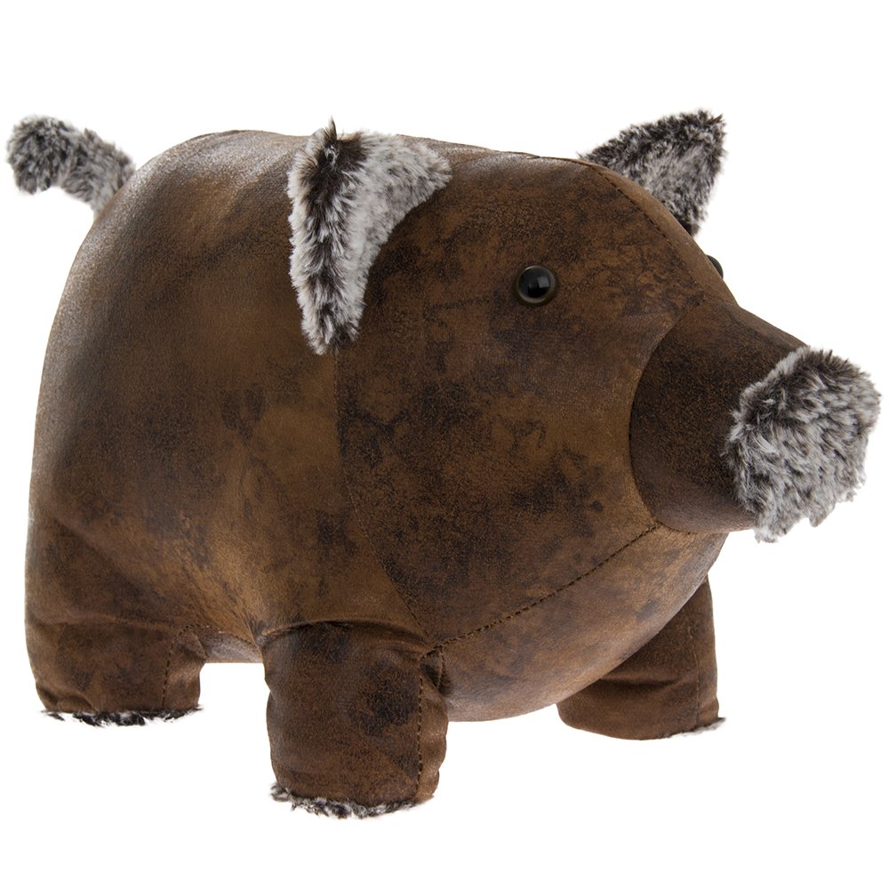 L & P Home & Gifts Brown 9 Lesser & Pavey Faux Leather Piggy Doorstop, Brown, One Size