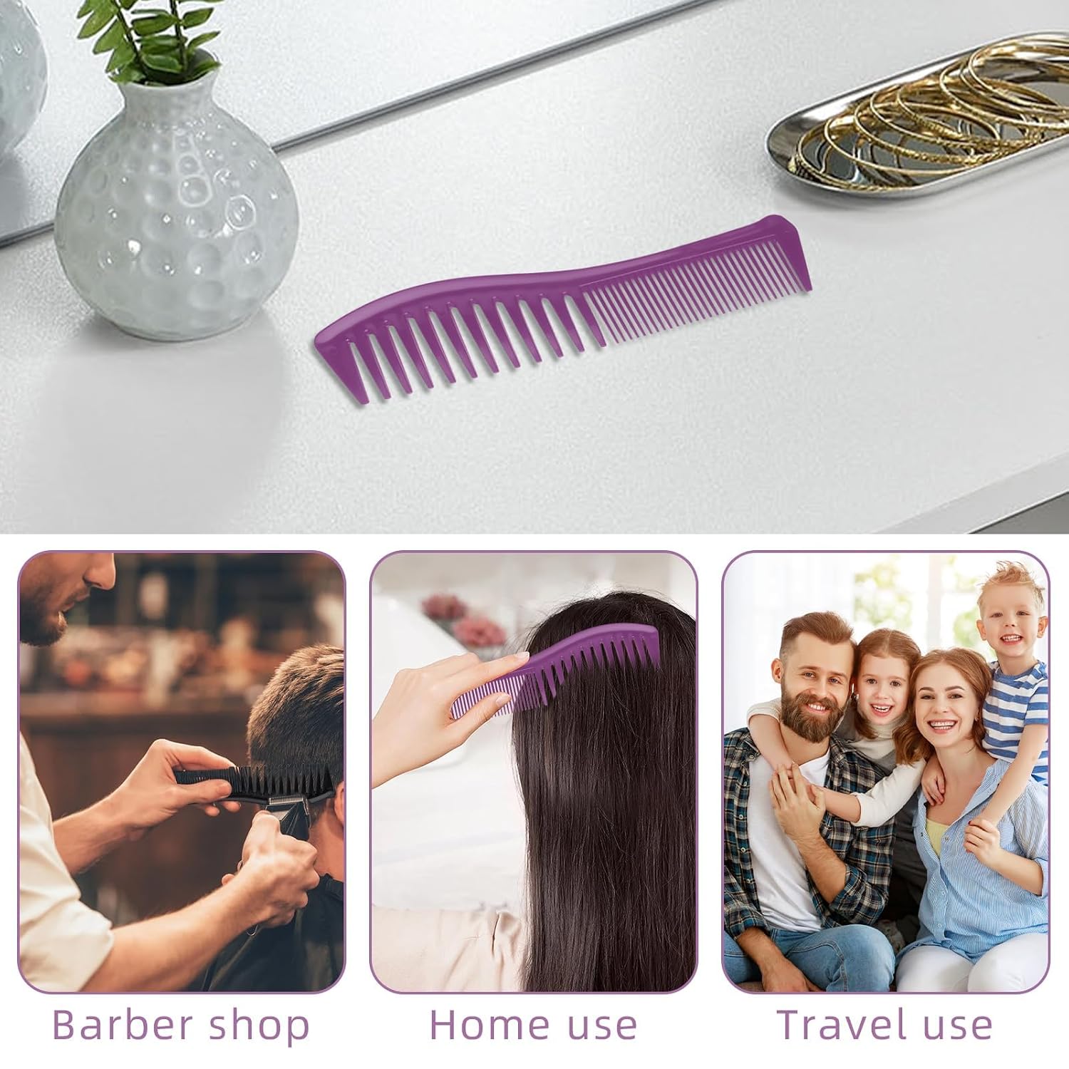 2 PCS Detangling Hair Comb Set for Women & Men, Dual-Sided