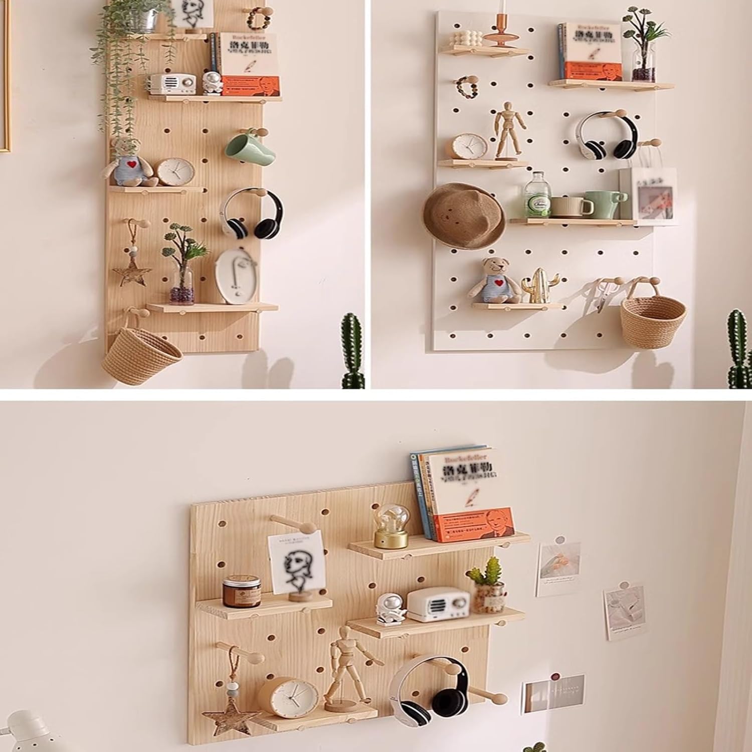 Stecktafel-Wandhalterung, kleines Stecktafel-Set, weiße Stecktafel-Organizer, Paneele, Massivholz, Stecktafel, Kombination für Bastelzimmer, Küche (40 x 60 cm)