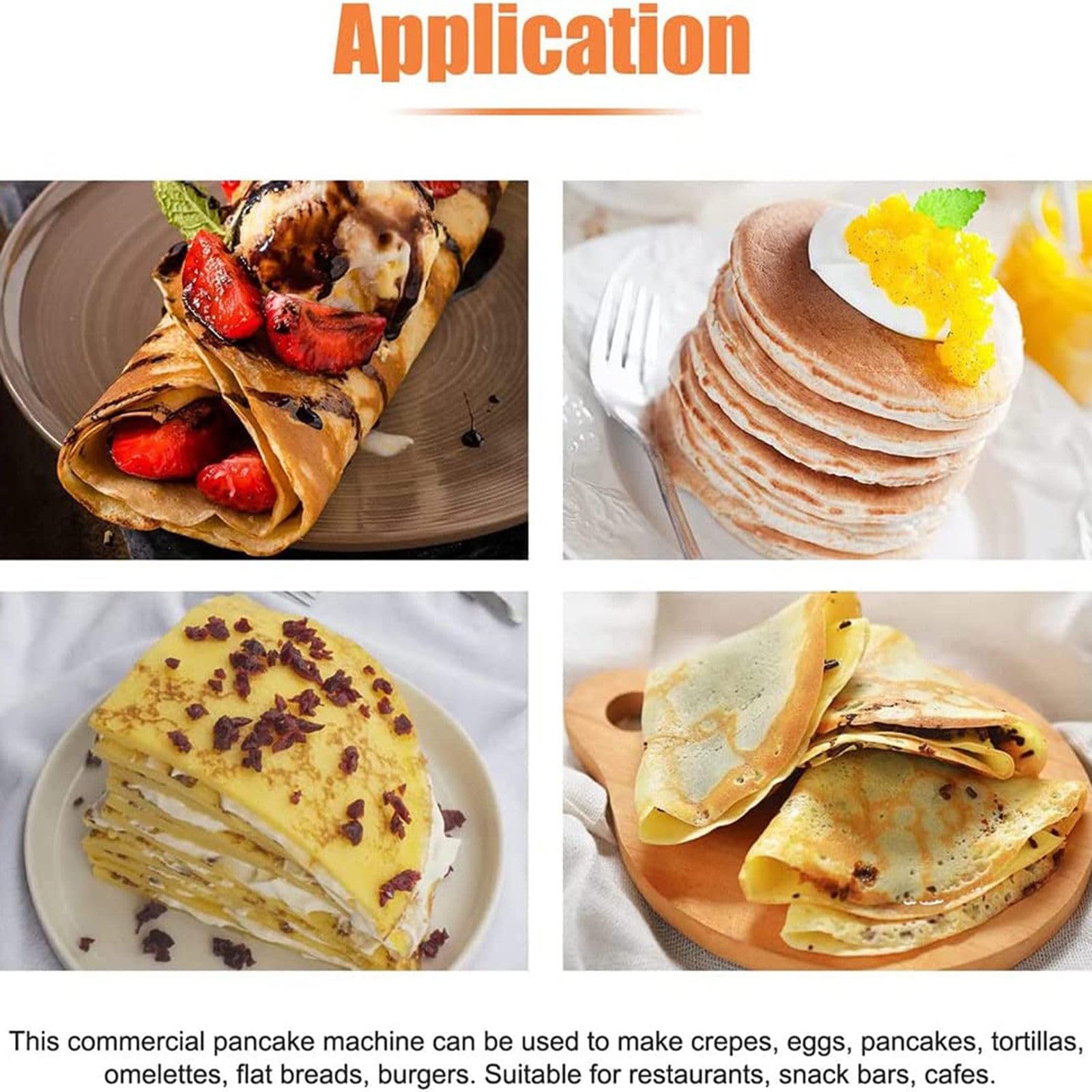 Máquina para hacer crepes comercial, máquina para hacer crepes y crepes con placas de hierro fundido de 40 cm, plancha para crepes profesional para hacer crepes, huevos, tortillas, hamburguesas