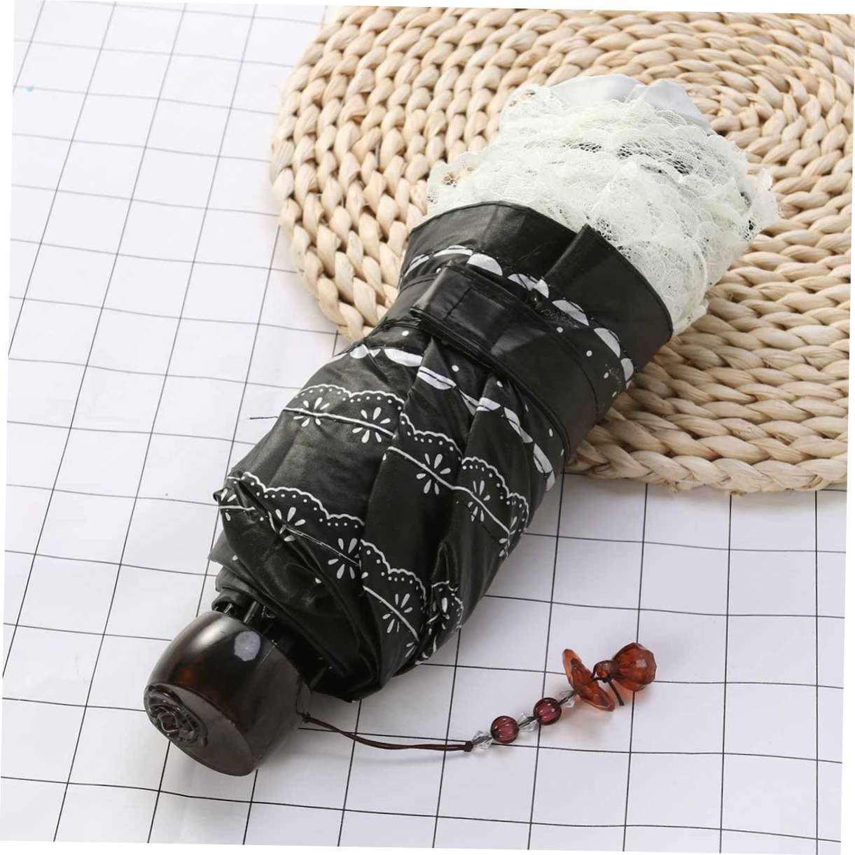 SOIMISS 3 Pièces Parapluie Anti-ultraviolet Parapluie De Jour Ensoleillé En Dentelle Léger Parasol Soutenir Beige