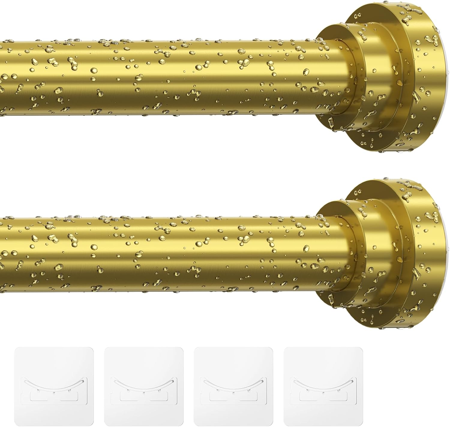 Samstar 2 Pack Gold Shower Curtain Rod,32-83 Inches(2.6-6.9ft),Adjustable Spring Tension Rod No Drilling,with 2 Free Anti-Slip Holder,for Bathroom Window Living Room,Gold,Pack of 2