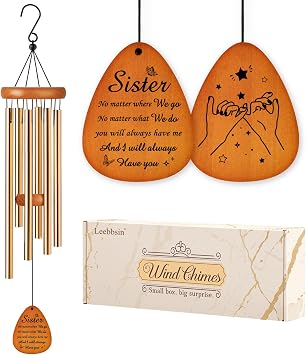 Leebbsin Gifts for Sister, 25.5" Wind Chimes, Sister Gifts from Sister | Sister Birthday Gifts for Best Friend Women, Bestie, BFF, Soul Sister, Best Sister Gifts Idea for Anniversary, Christmas