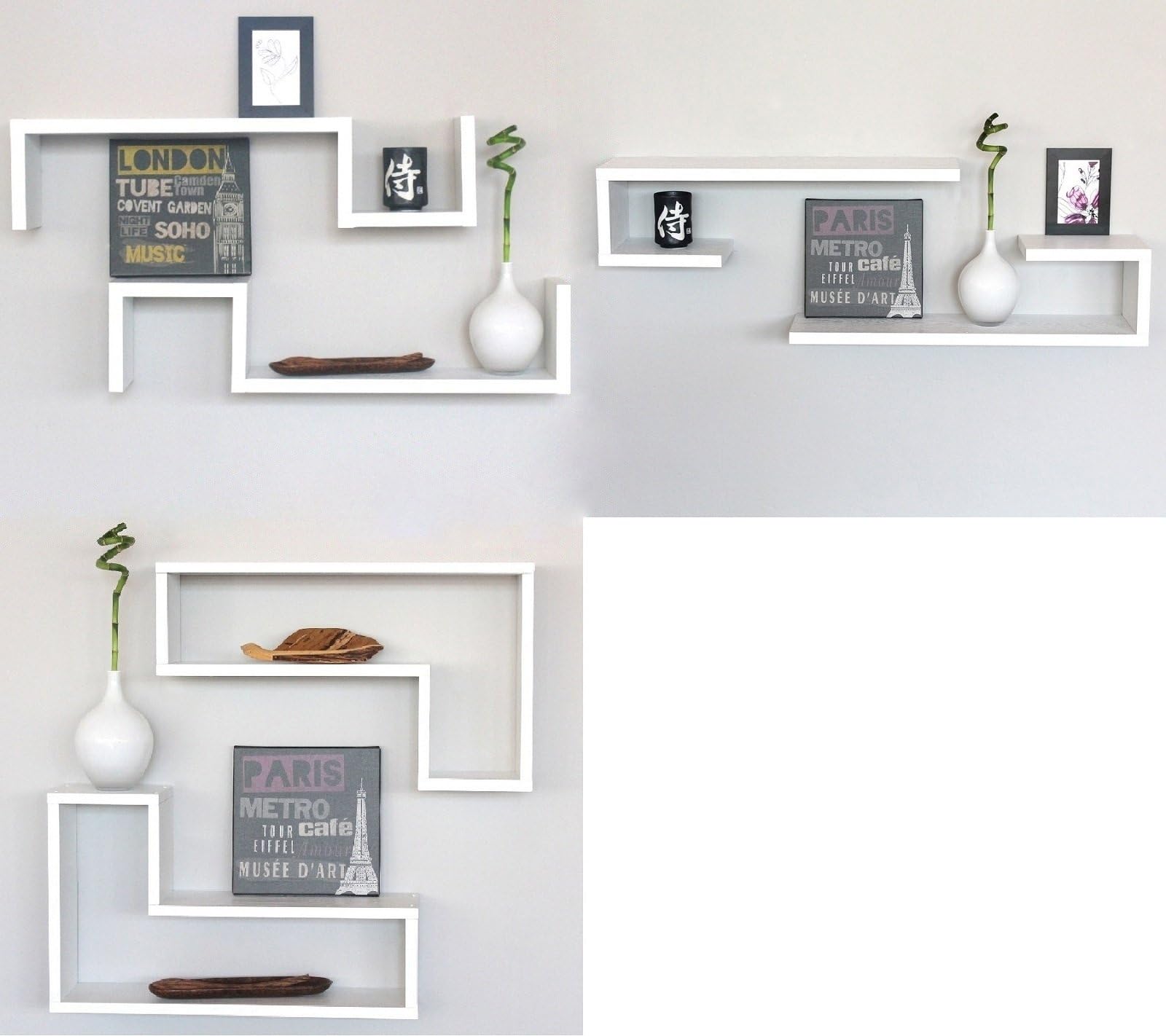 Set 6 Shelves Composition in Wood design Smooth ESSE ELLE CI White MDF