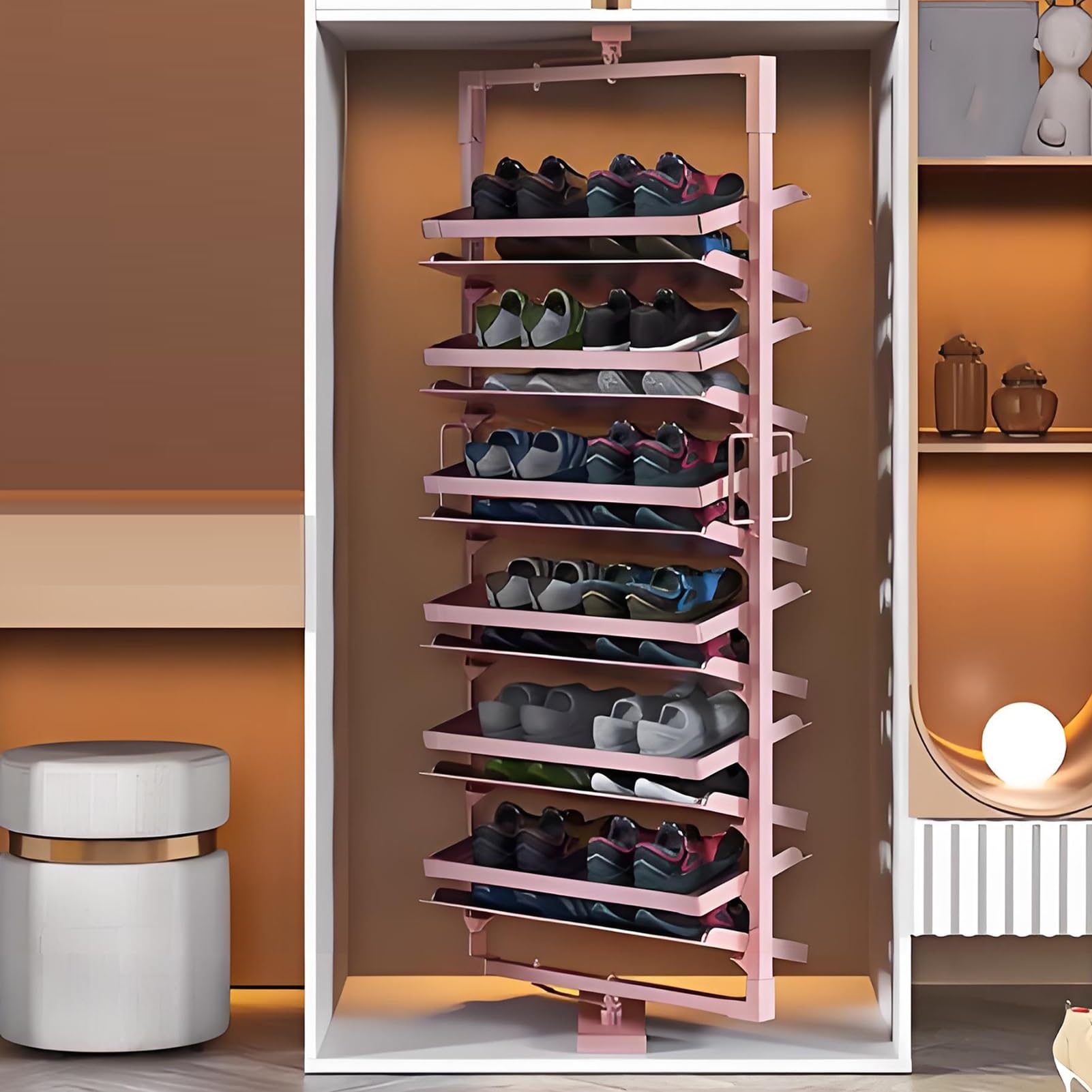 Zapatero giratorio, organizador de almacenamiento Ajustable de Gran capacidad, diseño Que ahorra espacio para El hogar y El armario.