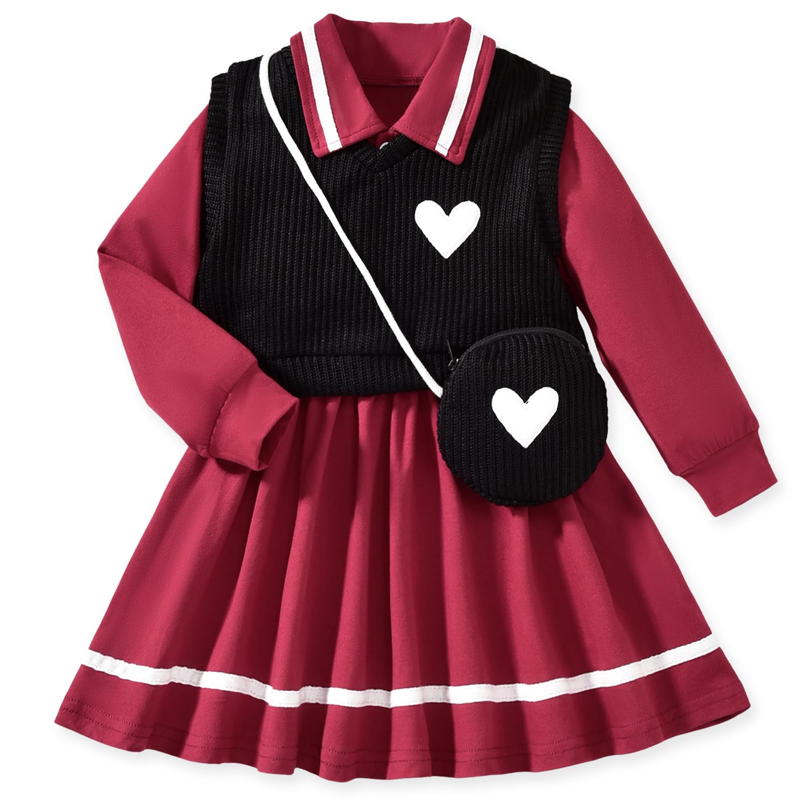 HINTINA Toddler Girl Uniform Dress Picture Day Outfits for School 18M-7Y