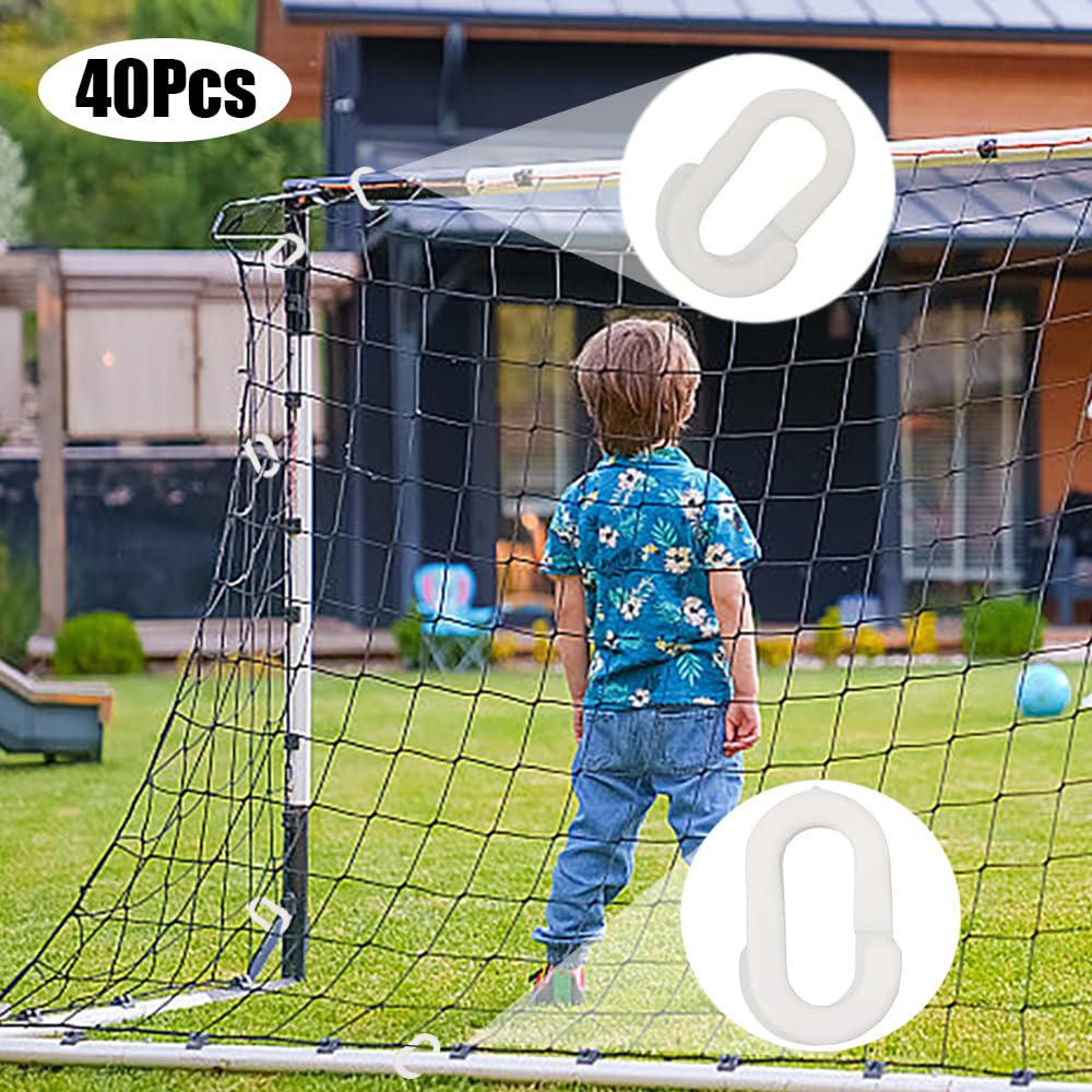 Accesorios de Portería de Plástico Blanco 40 Piezas, Clips de Red de Fútbol