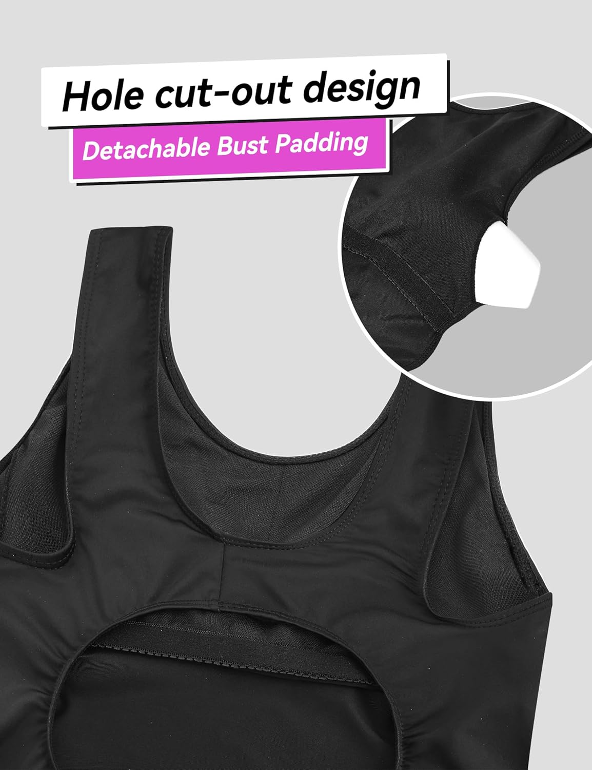 Girls One-Piece Swimsuits Size 12-14 Years Old Black Kids Swimwear with Back Cutout for Summer - Image 4