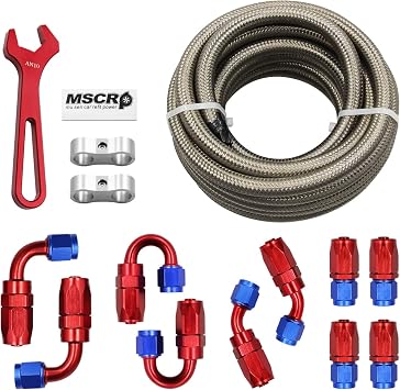 10AN 20FT Fuel Line Hose Kit with Fitting Braided 5/8" CPE Fuel Oil Hose | - 14.27mm ID Stainless Steel Braided