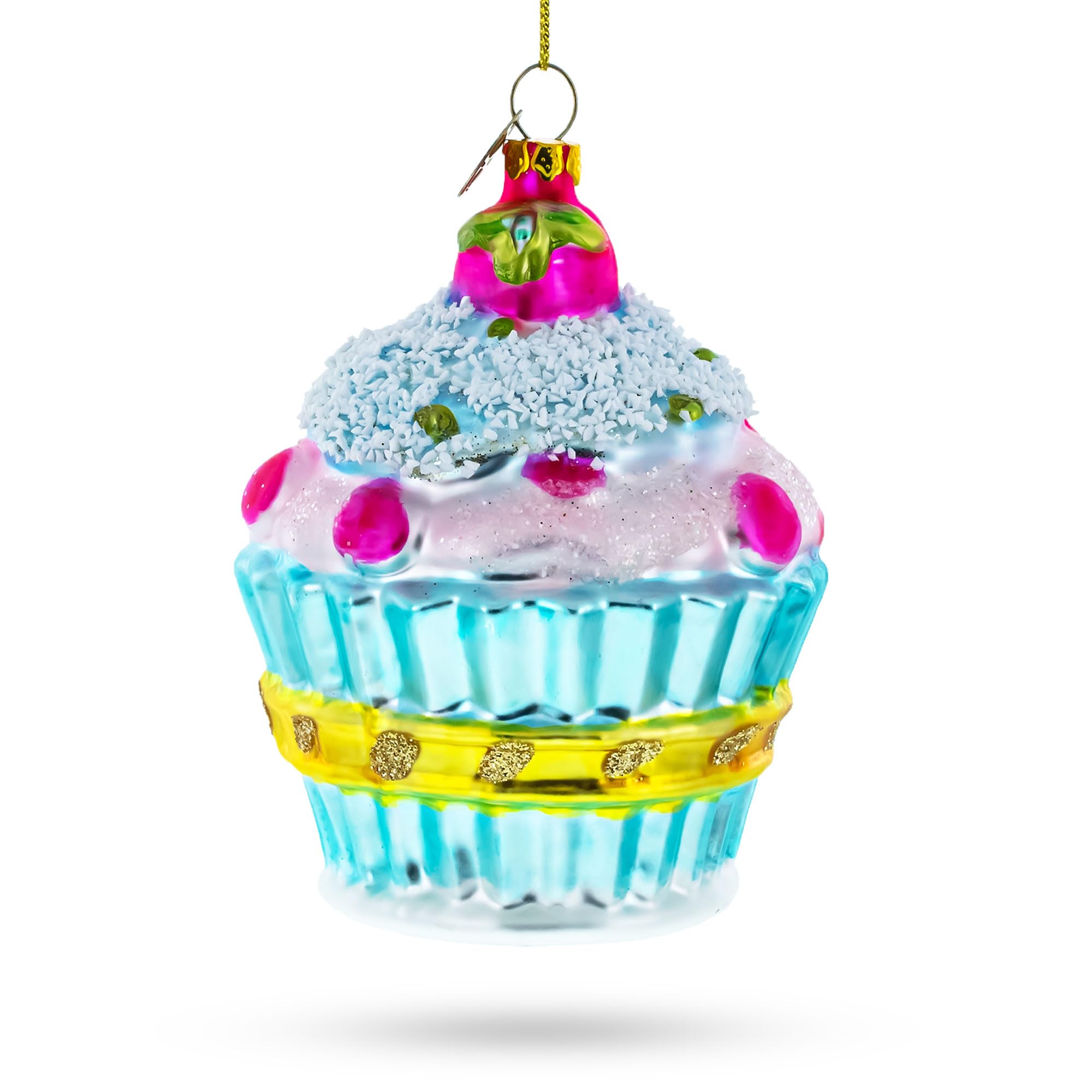 Cupcake décoration de Noël en verre soufflé artisanal et haut de gamme