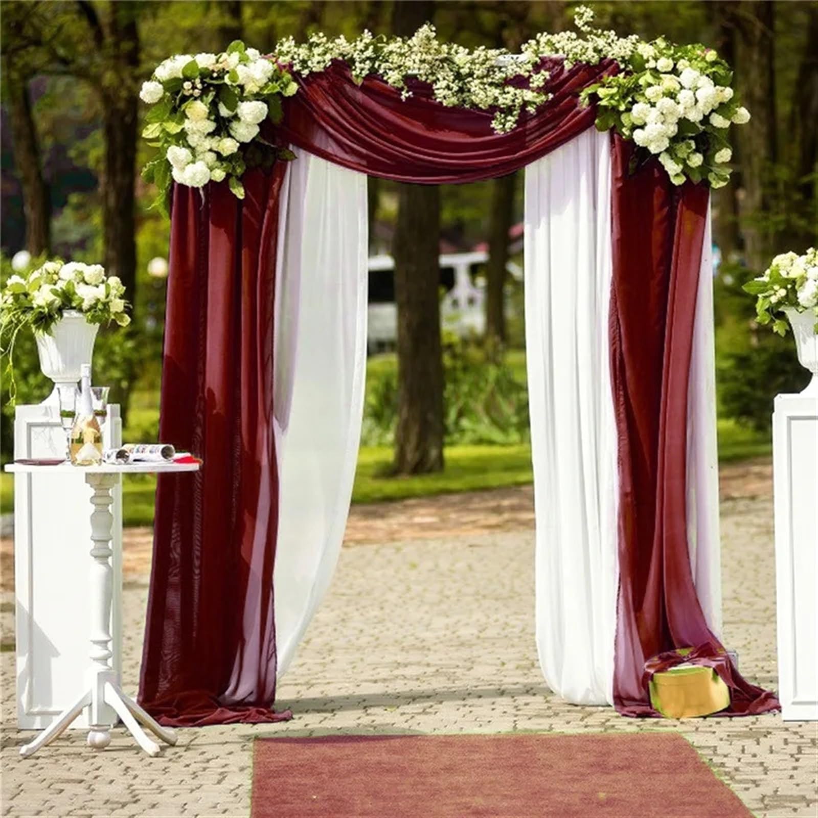 Dekoracje ślubne z zasłon, Tkanina drapowana w łuk ślubny Wielokolorowy szyfon wielu rozmiarach(Gray-blue,75x600cm 1PCS)