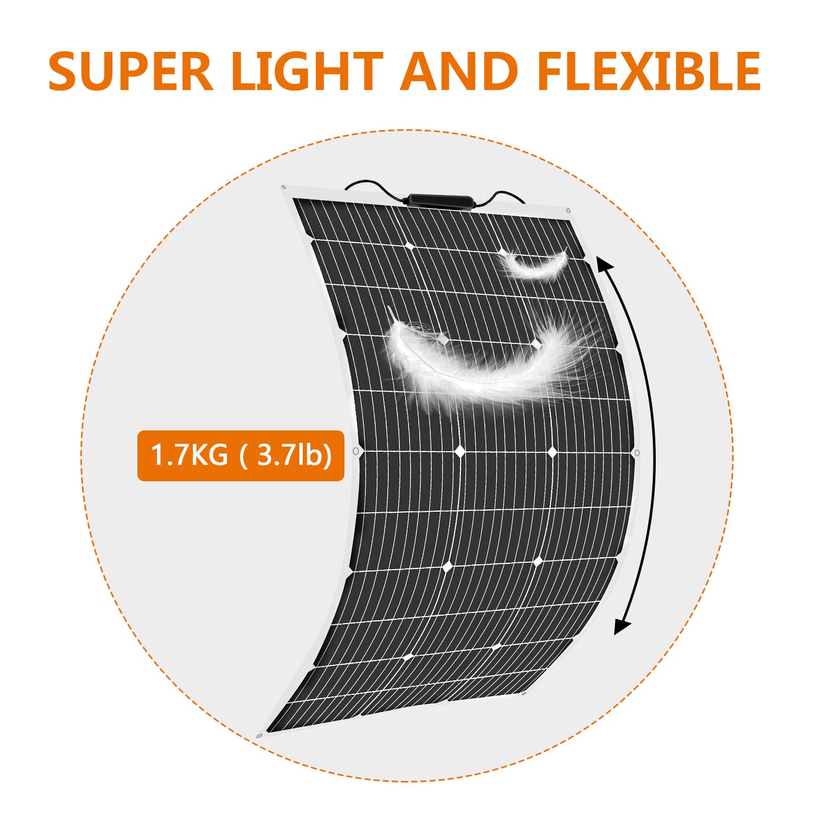 200W 12V Kit Panel Solar Flexible 2x100W 18V Placa Solar y 20A Controlador de Cargador para Baterías 12V/24V, Autocaravana, Caravana,Barco, Yate, Automóvil