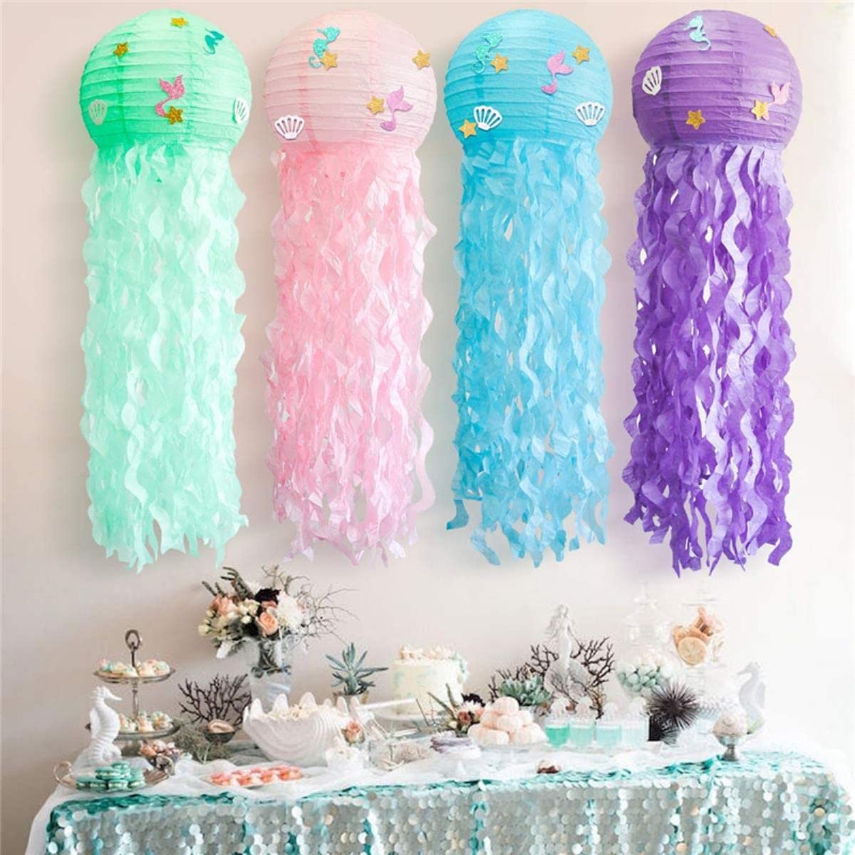 Lanterna per bambini Fai da te Lanterna di carta fatta a mano Decorazione per acquario Ornamenti per meduse Decorazioni per sfondo a tema Forniture-8PCS, Polonia