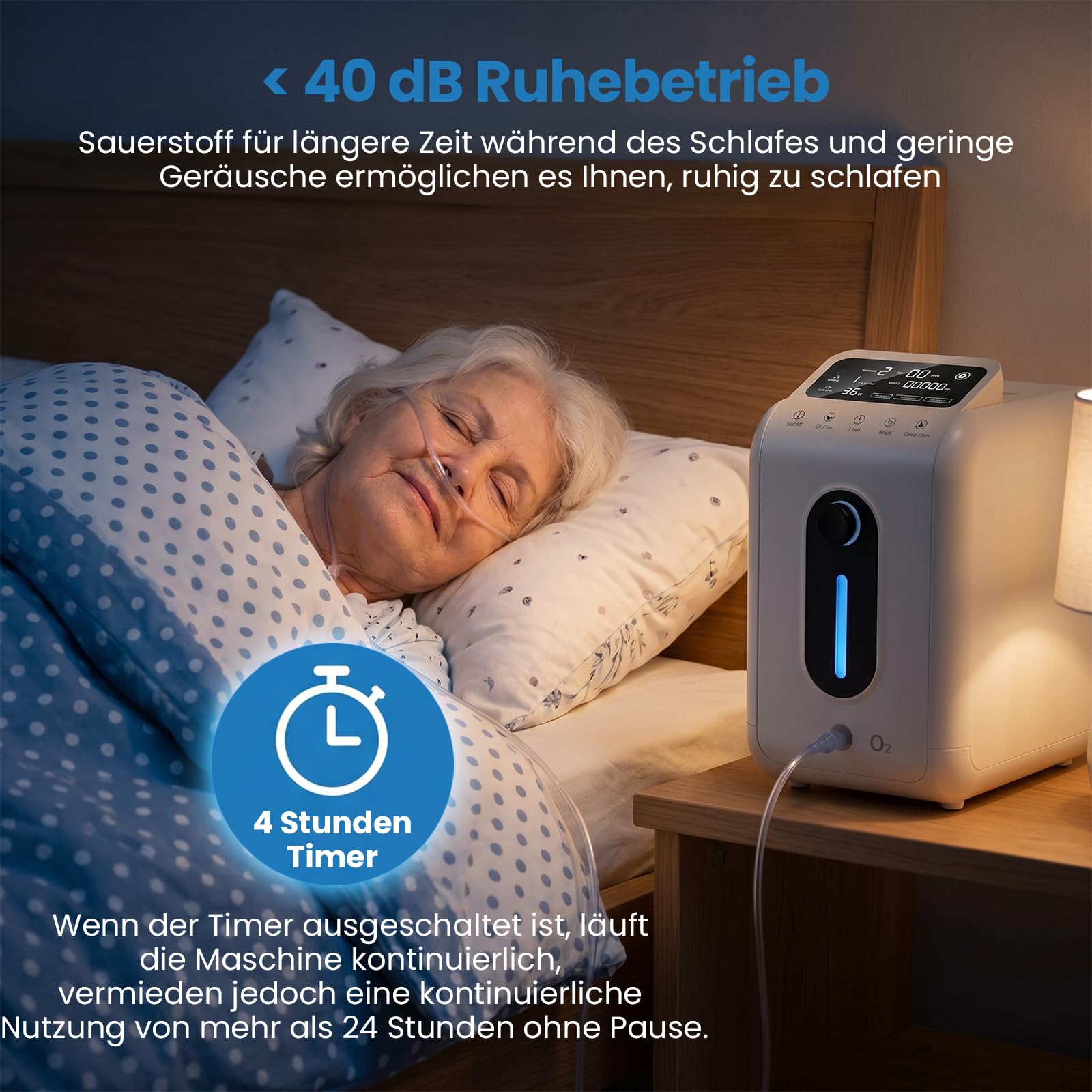 Sauerstoffgerät für Zuhause - Tragbarer Sauerstoffkonzentrator, Entspannung, Meditation, 1-9L/min Durchfluss, 96% Konzentration, Fernbedienung, Kindersicherung, Heimsauerstoffgerät für Wohlbefinden