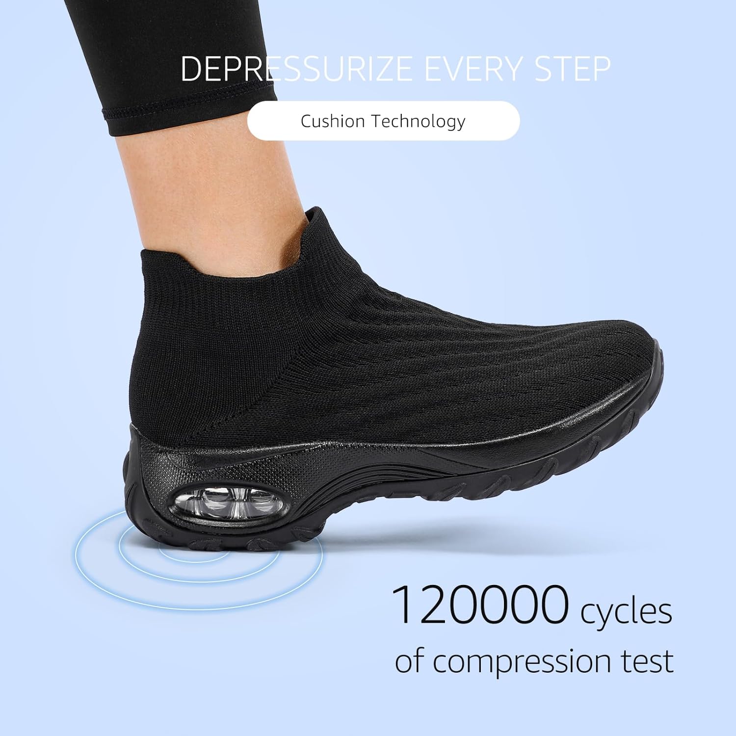 HKR Women's Walking Shoes Arch Support Non Slip Work Shoes Breathable Knit Upper Lightweight for Plantar Fasciitis - Image 2