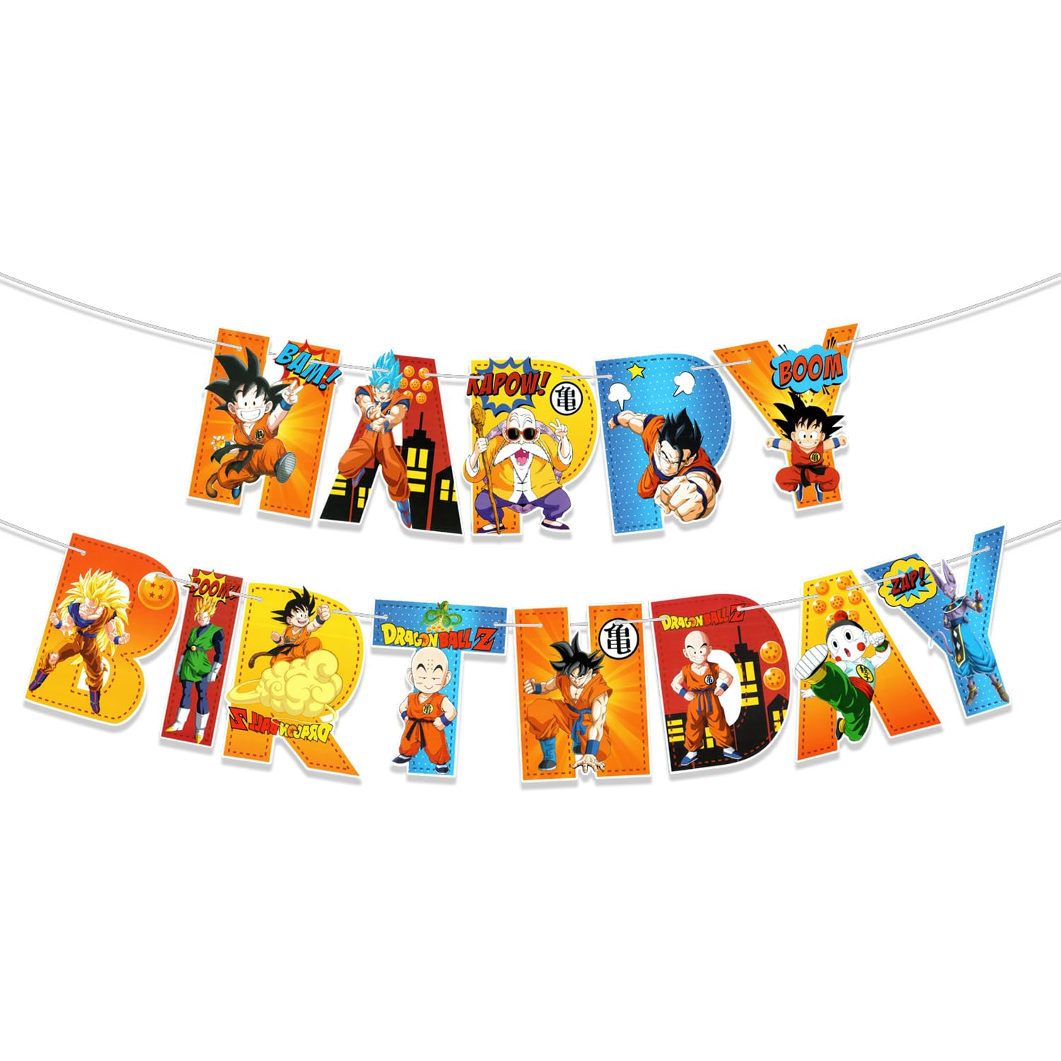 Rozi Decoration Dragon Ball Theme Happy Birthday Paper Banner Decoration Set of 1 Banner | Birthday Decoration Items for Boys | Cartoon Theme Birthday Decoration Kit