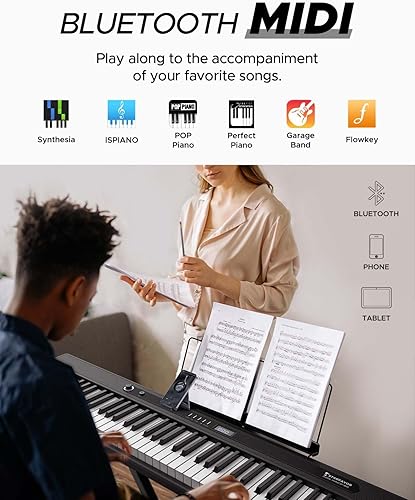 Miniatura 2 de Starfavor SP-150W Piano digital, teclado ponderado de 88 teclas con acción de martillo, 2 altavoces de 30 W, 200 ritmos, 238 tonos, teclado de piano