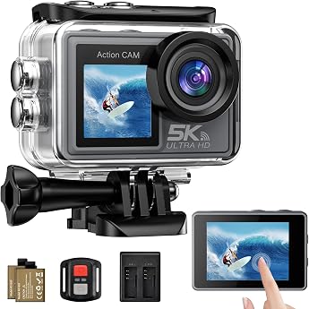 Action Cam 5K 4K60FPS 50MP 30M/98FT Waterproof Underwater Camera with EIS WiFi 170  Ultra Wide Angle Action Camera with Accessories Set Without a microSD Card for Bike Snorkelling Motorcycle