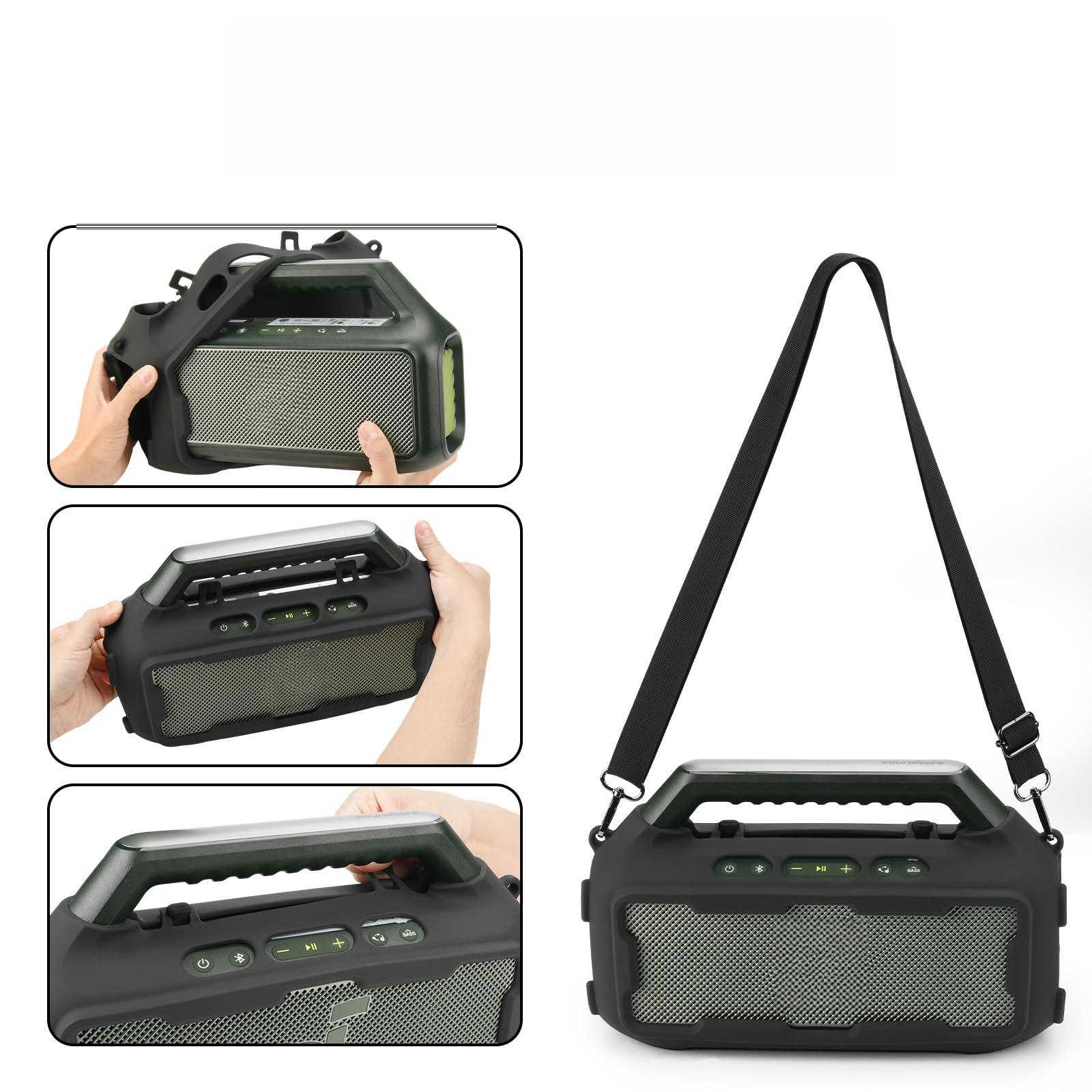 Funda Protectora de Silicona para Soundcore Boom 2 el Altavoz Funda Protectora Resistente al Polvo y a los Golpes de Tacto Suave con Correa para el Hombro.