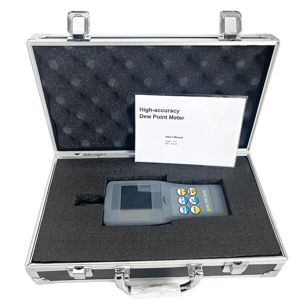 Dew-Point Meter Dewpoint Meter for Relative/Absolute Humidity Dew Point/Wet Bulb/Ambient Temperature PPMv Test with Large LCD Display Temperature Unit °C/°F Adjusted Backlight Brightness