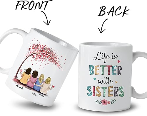 Miniatura 88 de Gossby Taza personalizada para mejor amiga, regalo personalizado para mujeres con diseños, nombres, cumpleaños, regalo de taza de Navidad para 4