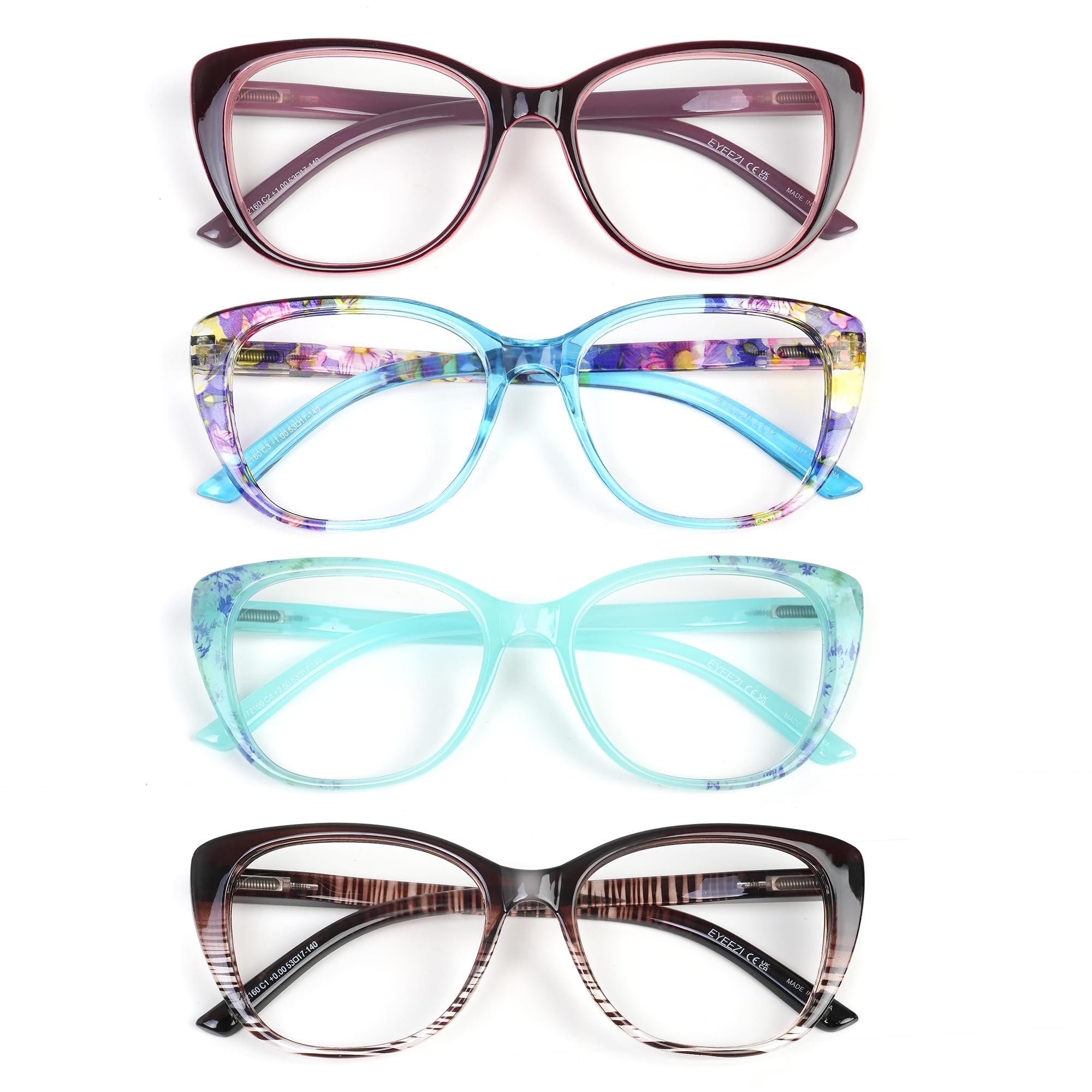 eyeezi Cat Eye Reading Glasses for Women-Blue Light Reading Glasses for Women Readers with Flexible Spring Hinges, Anti-Glare Readers 3.0+