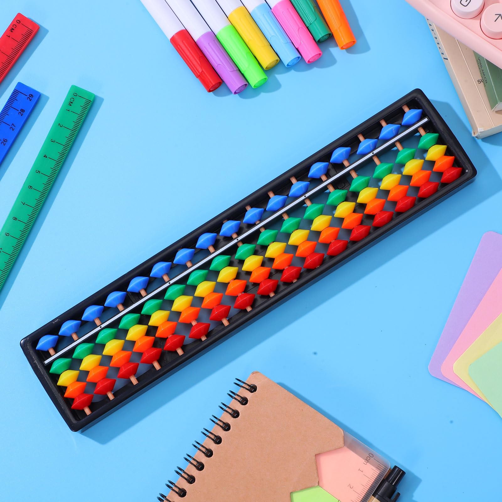 Toddmomy 1 Szt. Abakus Arytmetyczny, 17 Prętów Plastikowych, Chiński Liczydło, Rozwijający Mózg, Zabawka Edukacyjna Do Nauki Matematyki Dla Dzieci