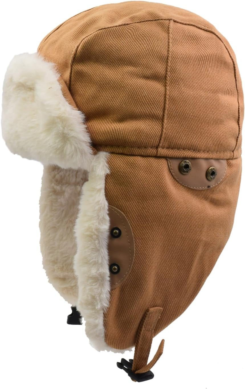 Ushanka Trapper Hat for Women Men with Faux Fur Outdoor Winter Aviator Hat