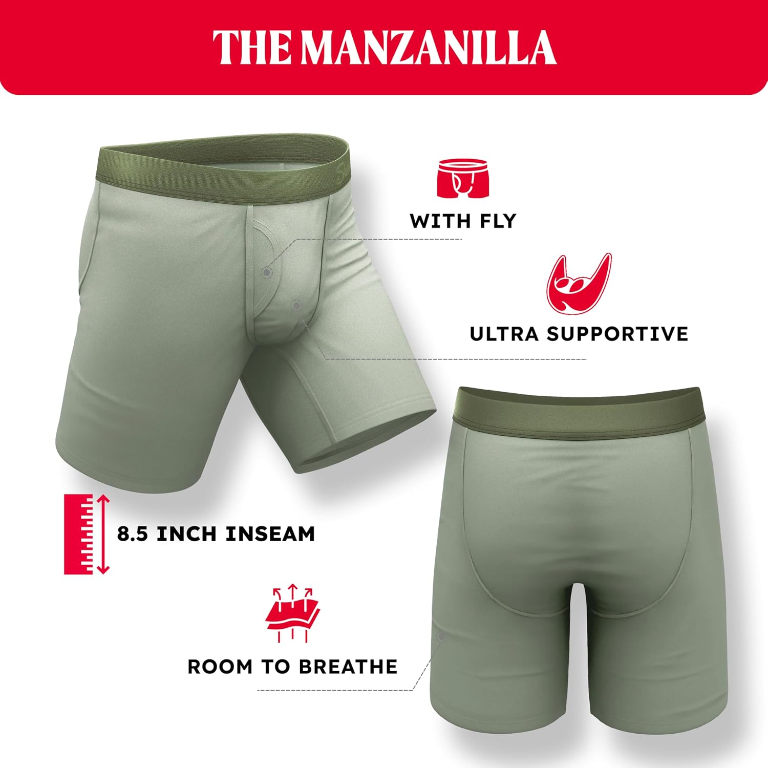 Shinesty Long Leg Boxer Briefs for Men - Support Ball Hammock Underwear