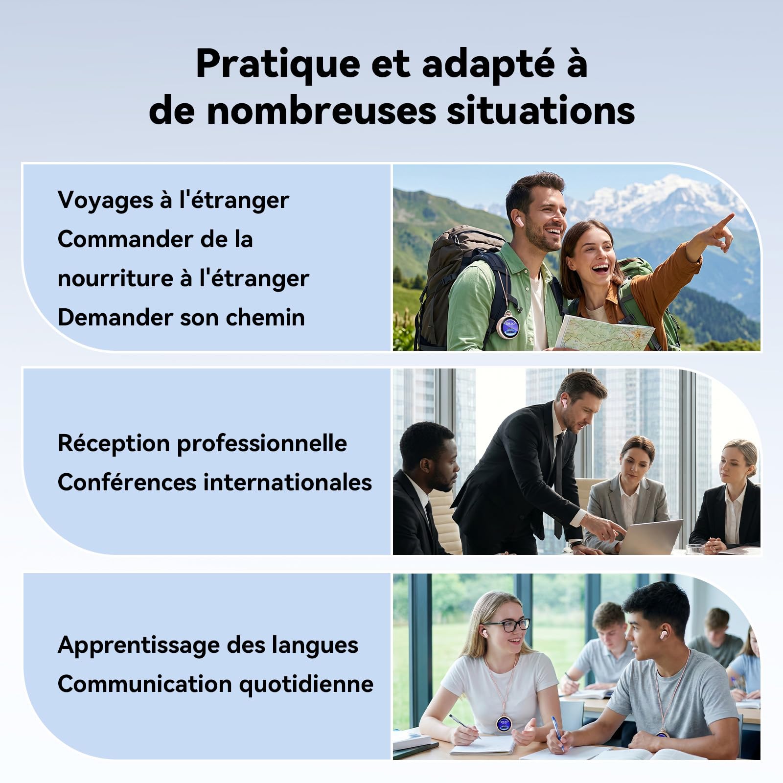 NE71 Ecouteur Traducteur Instantané, AI Écouteur Traducteur avec 165 Langues, 9 Modes de Traductio,Ecouteur Bluetooth 6.0Casque pour Voyage, Réunion, Étude (Rose)