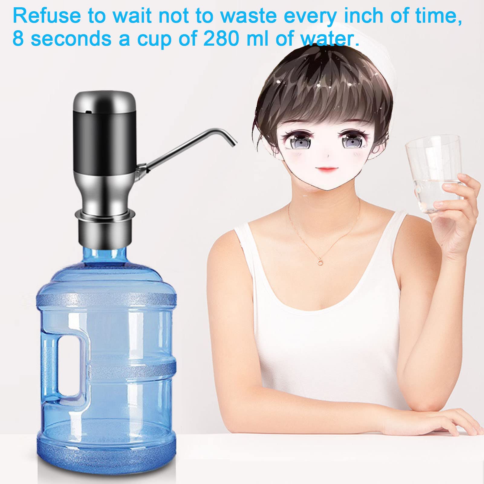 Pompa Erogatore Acqua USB Portatile Per Bottiglie 2-5 Galloni – Ricaricabile, Facile, Senza Installazione