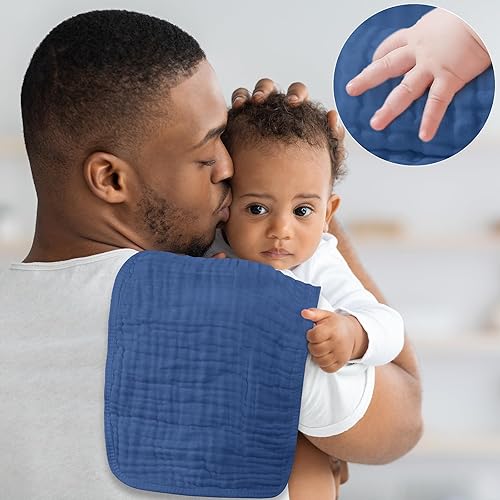 Miniatura 5 de Yoofoss Paquete de 10 paños de muselina para bebé, 100% algodón, para niños y niñas, grandes, 20 x 10 pulgadas, súper suaves y absorbentes, color