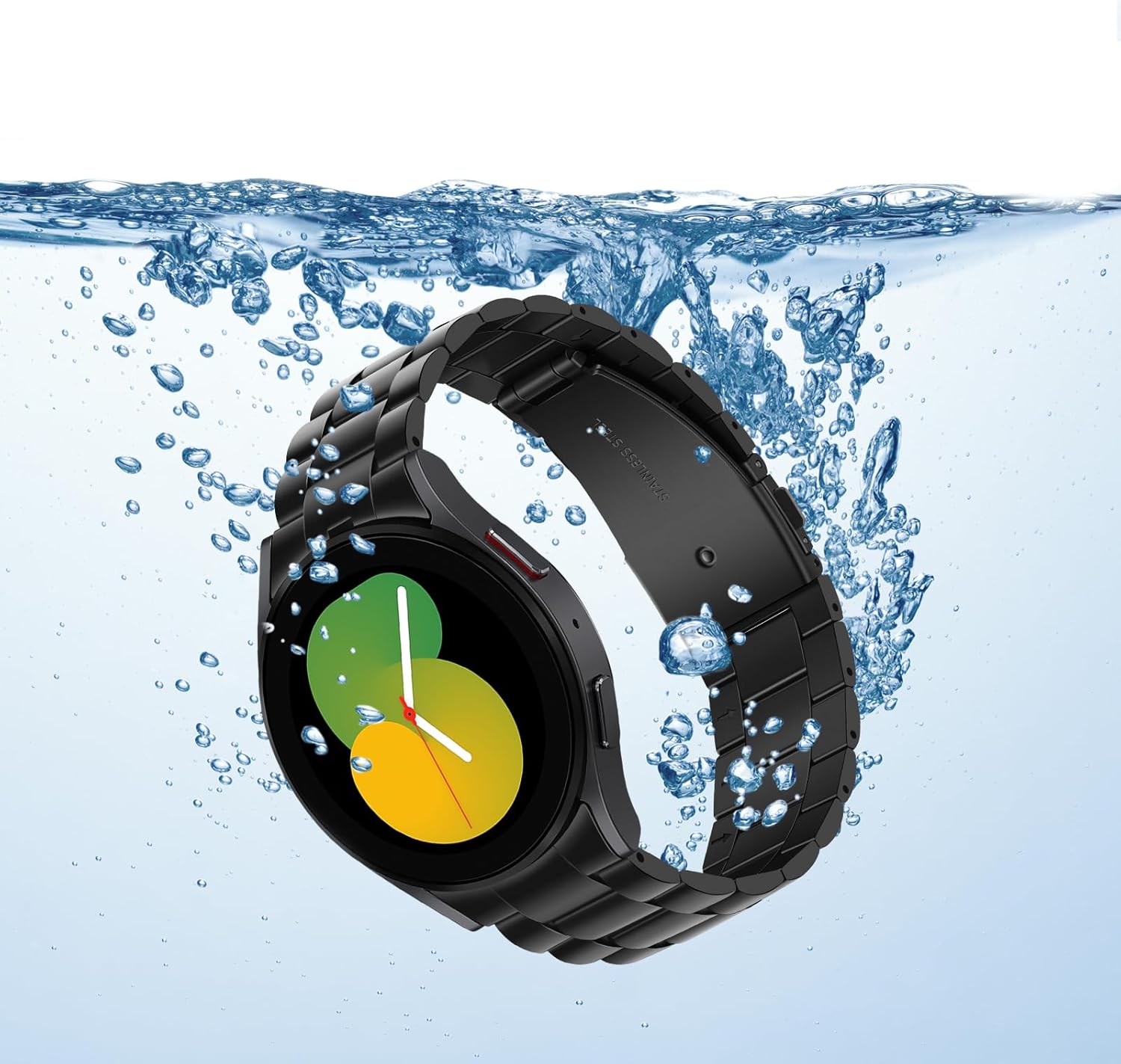 Anlinser No Gap Bands Compatible with Samsung Galaxy Watch 7/6/5/4/FE Band 44mm 40mm/Watch 6 Classic Band 47mm 43mm/Watch 5 Pro 45mm/Watch 4 Classic, 20mm Metal Strap for Women Men, Black - Image 4