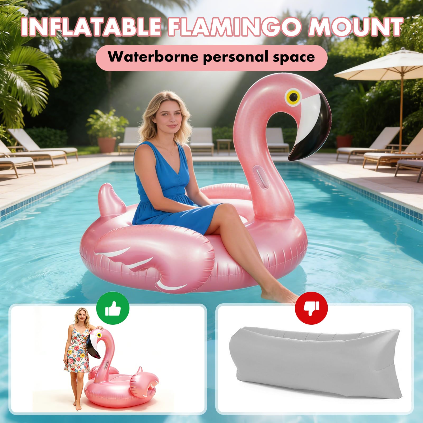 Ciambella da nuoto gonfiabile con fenicottero per adulti, 110 x 93 cm, in PVC, gonfiabile con fenicottero, aiuto per nuoto estivo, acqua, piscina, vacanze, feste, oro rosa