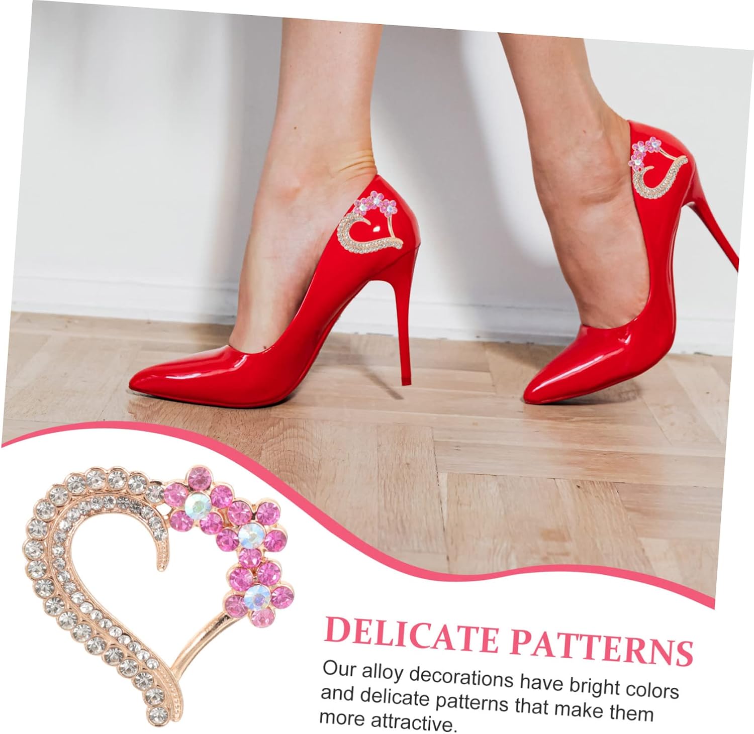 10Pcs Rhinestone Heart Appliques Alloy Sewing Decors for Clothing Shoes Bags DIY Craft Embellishments to Upgrade Fashion Accessories