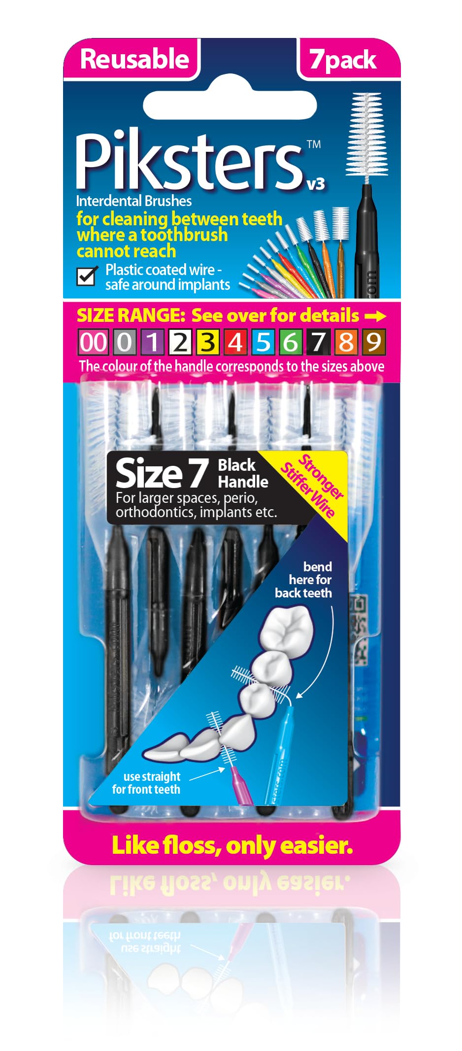 Piksters Interdental Brushes (7 Pack, Size 7 (Black)